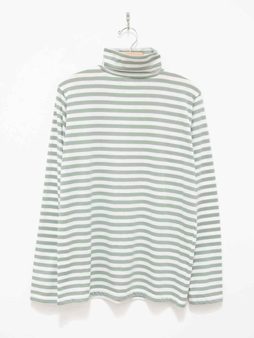 Namu Shop - Veritecoeur T/C Border High Neck Tee - White x Gray