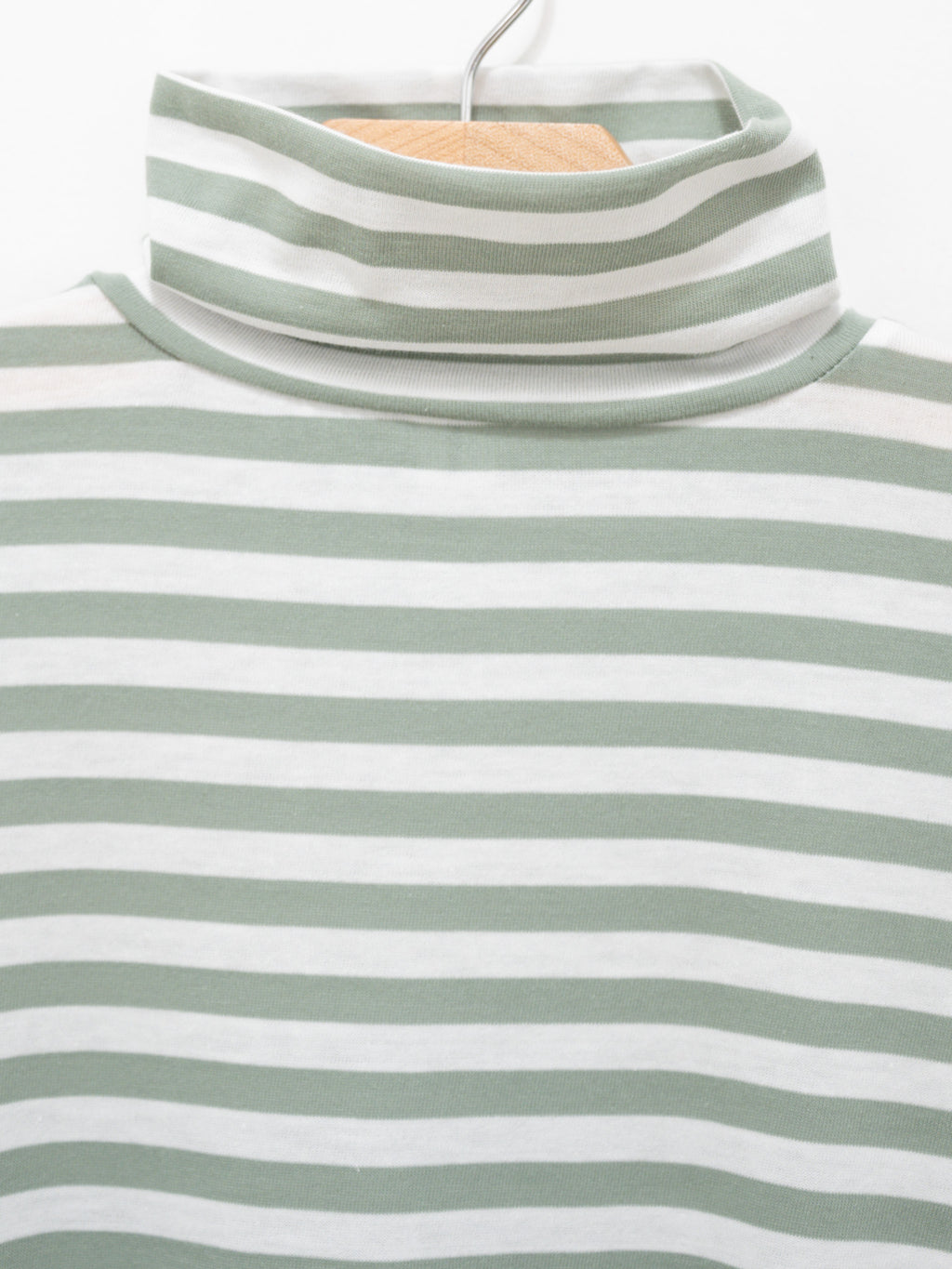 Namu Shop - Veritecoeur T/C Border High Neck Tee - White x Gray