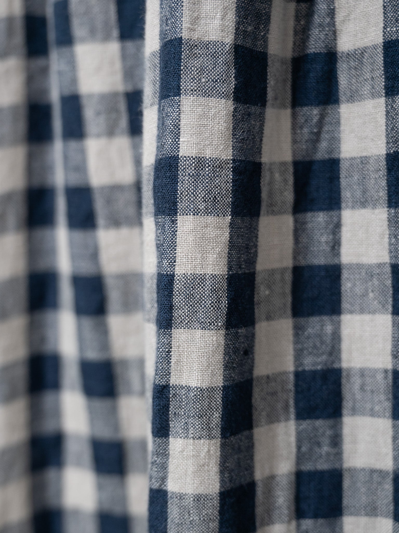 Namu Shop - Ichi Antiquites AZUMADAKI Linen Gingham Skirt - Beige x Navy