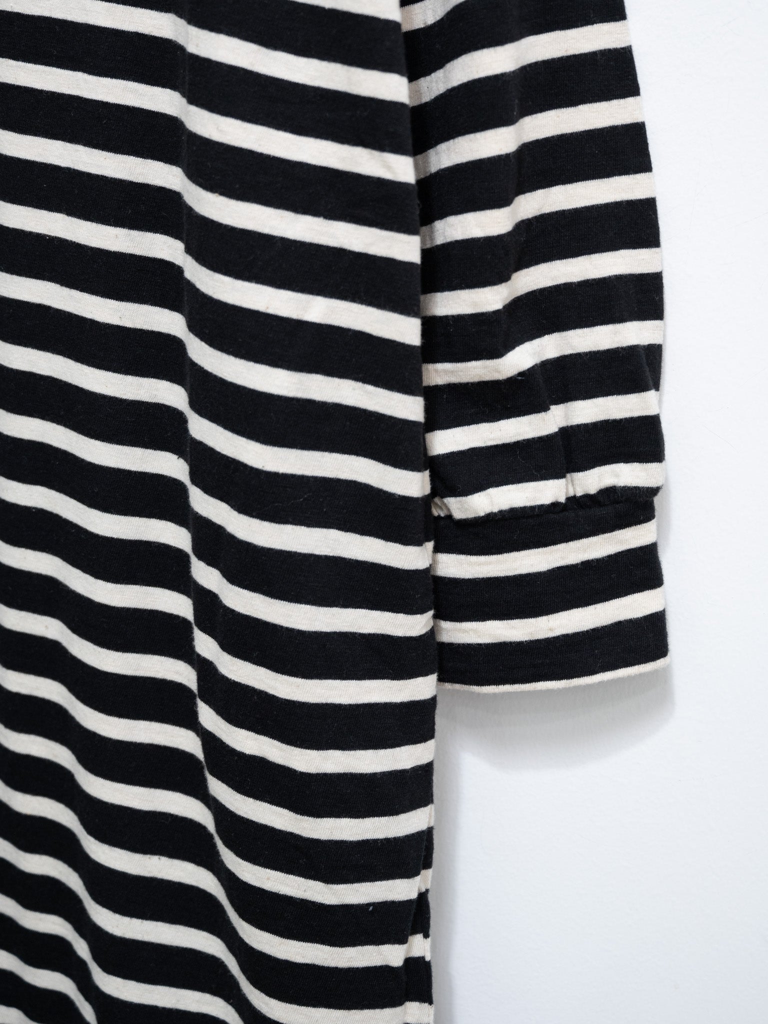 Namu Shop - Ichi Antiquites Striped Hoodie Dress - Black x Natural