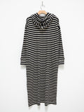 Namu Shop - Ichi Antiquites Striped Hoodie Dress - Black x Natural