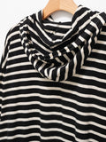 Namu Shop - Ichi Antiquites Striped Hoodie Dress - Black x Natural