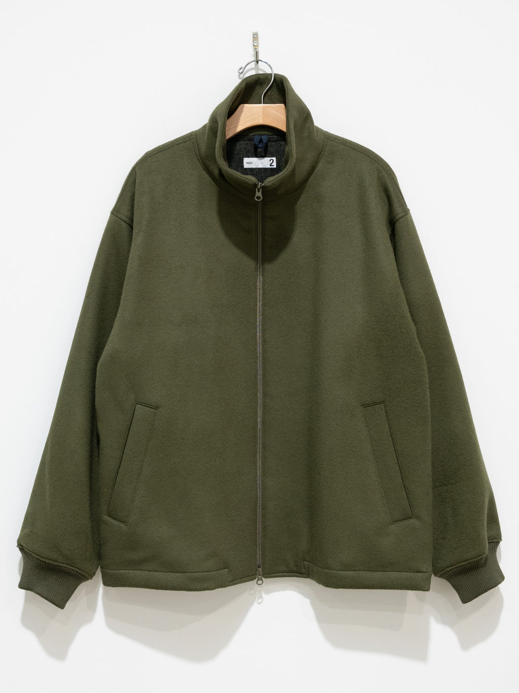 Namu Shop - ts(s) Beaver Finished Wool High Neck Jacket - Olive