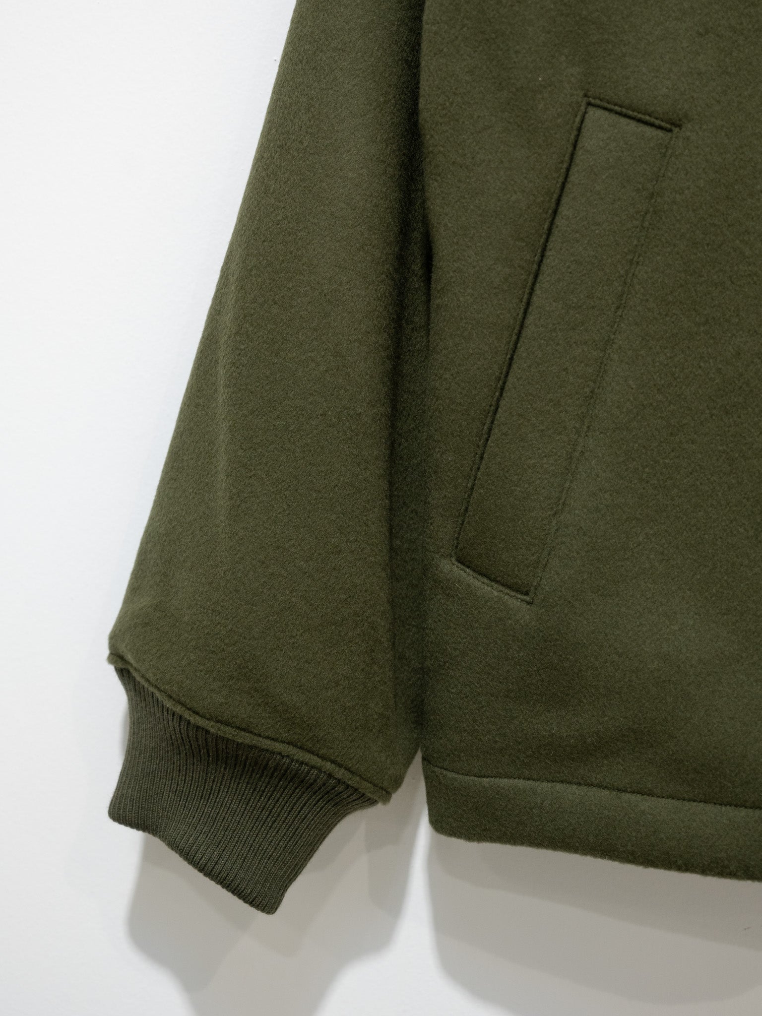 Namu Shop - ts(s) Beaver Finished Wool High Neck Jacket - Olive