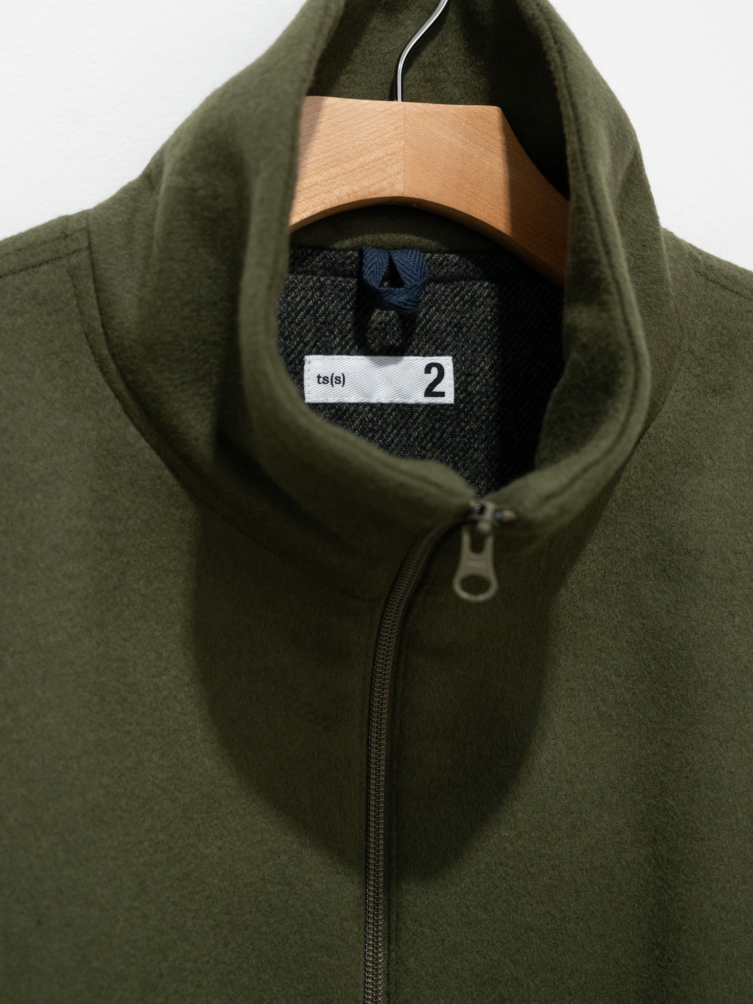 Namu Shop - ts(s) Beaver Finished Wool High Neck Jacket - Olive