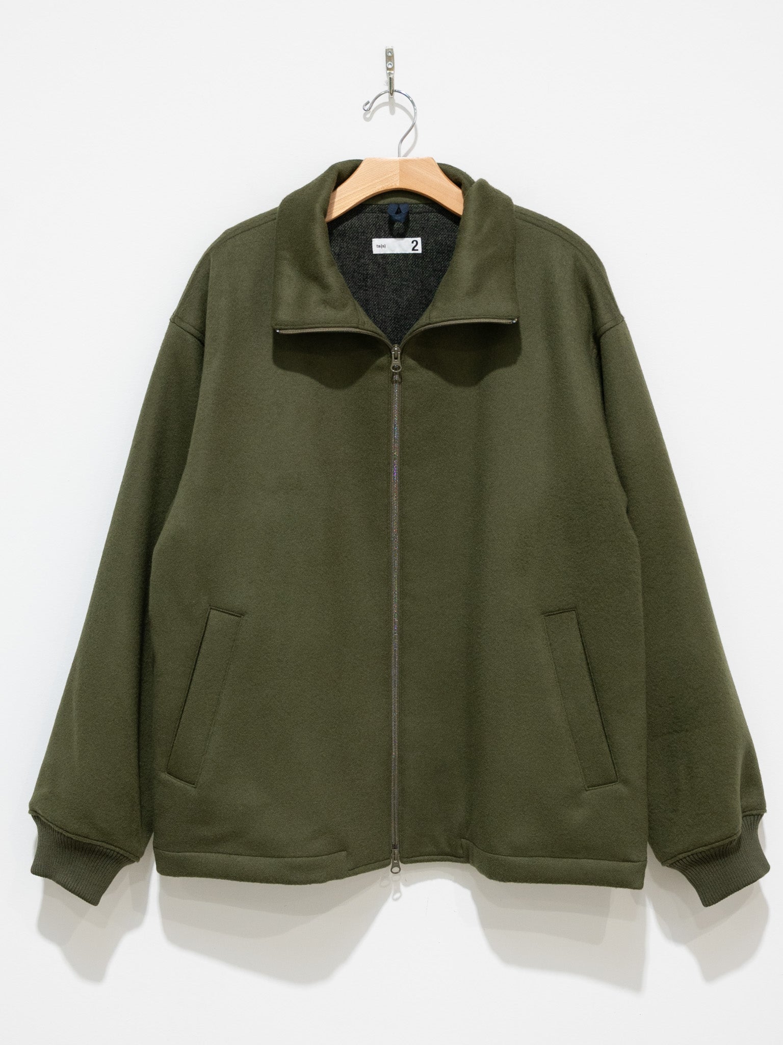 Namu Shop - ts(s) Beaver Finished Wool High Neck Jacket - Olive