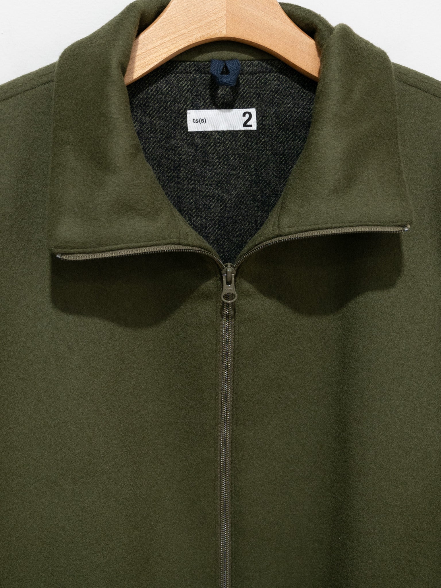 Namu Shop - ts(s) Beaver Finished Wool High Neck Jacket - Olive