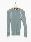 Namu Shop - Unfil Superfine Merino Ribbed Jersey Tee With Mohair Stitch - Patina Green x Off White