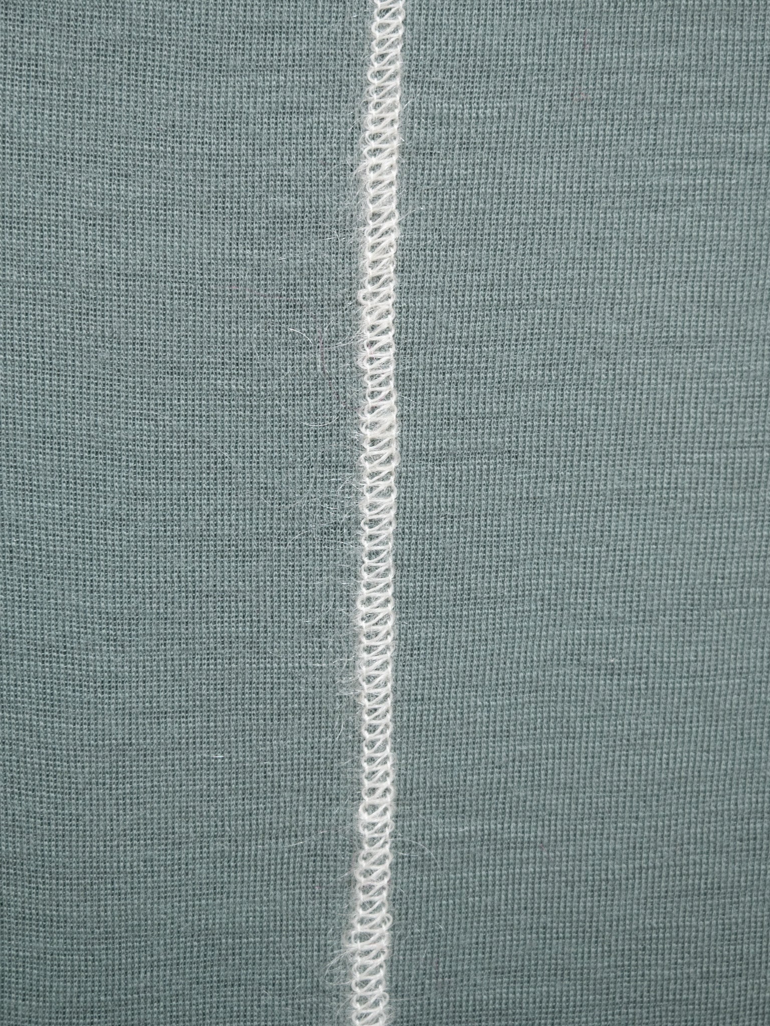 Namu Shop - Unfil Superfine Merino Ribbed Jersey Tee With Mohair Stitch - Patina Green x Off White