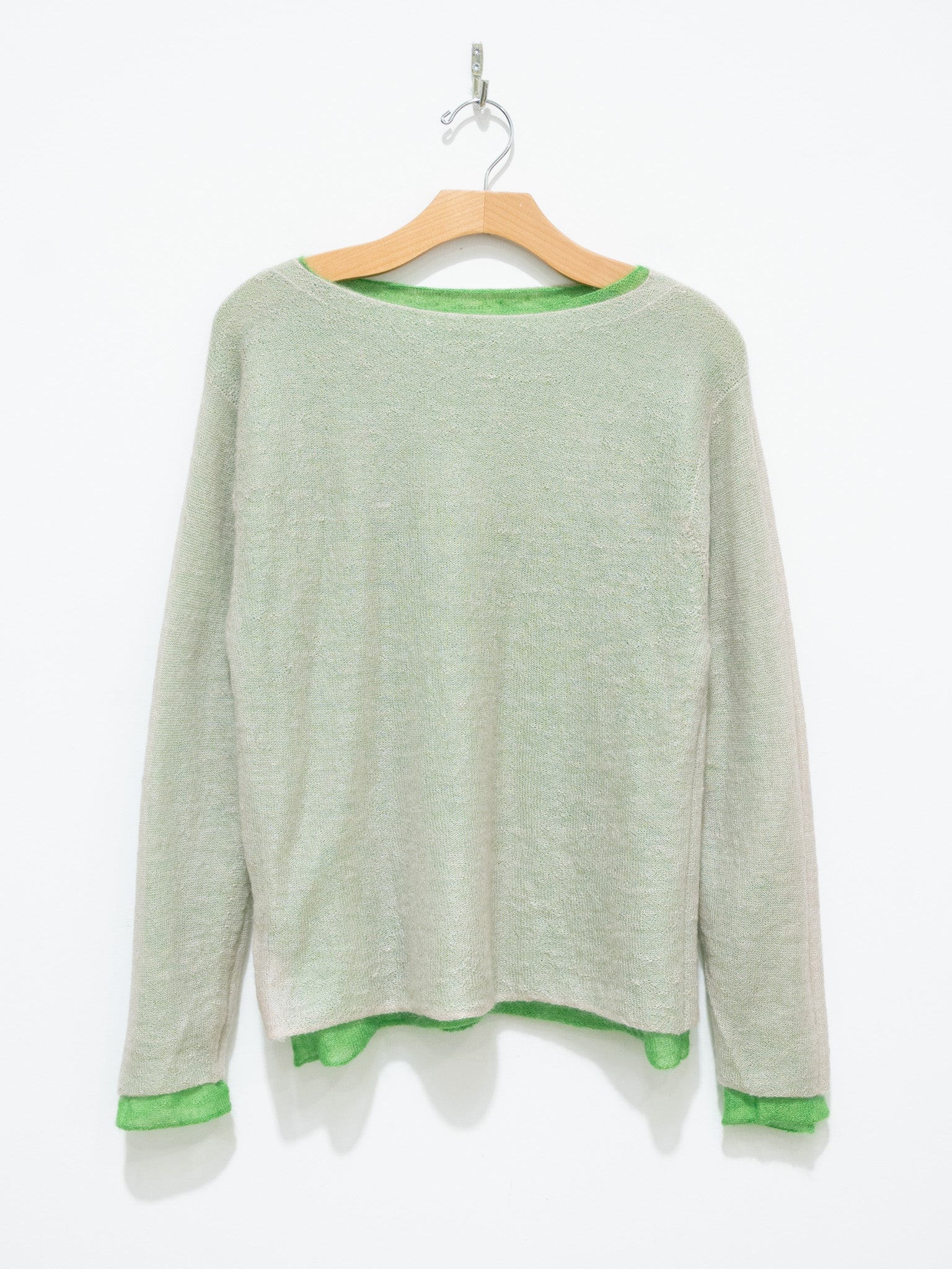 Namu Shop - Unfil Extrakid Mohair and Silk Layered Sweater - Greige x Green