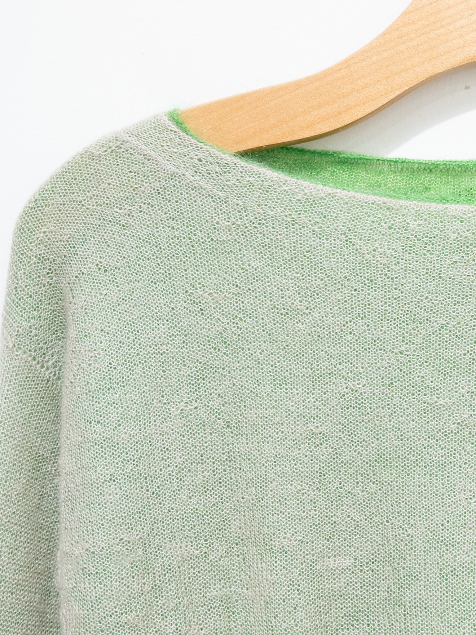Namu Shop - Unfil Extrakid Mohair and Silk Layered Sweater - Greige x Green