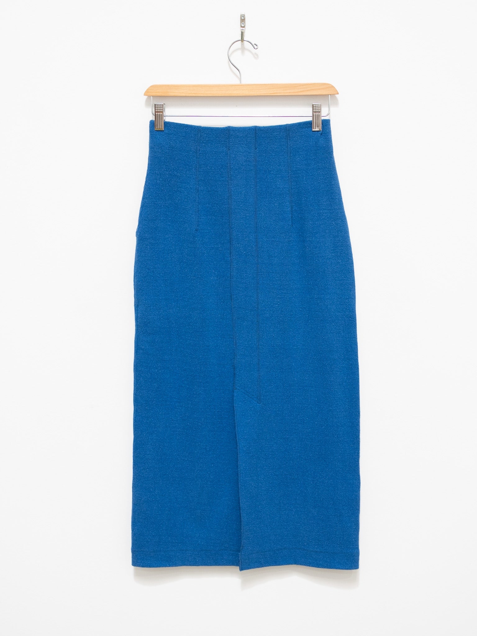 Namu Shop - Unfil Raw Silk Ribbed Jersey Pencil Skirt - Blue