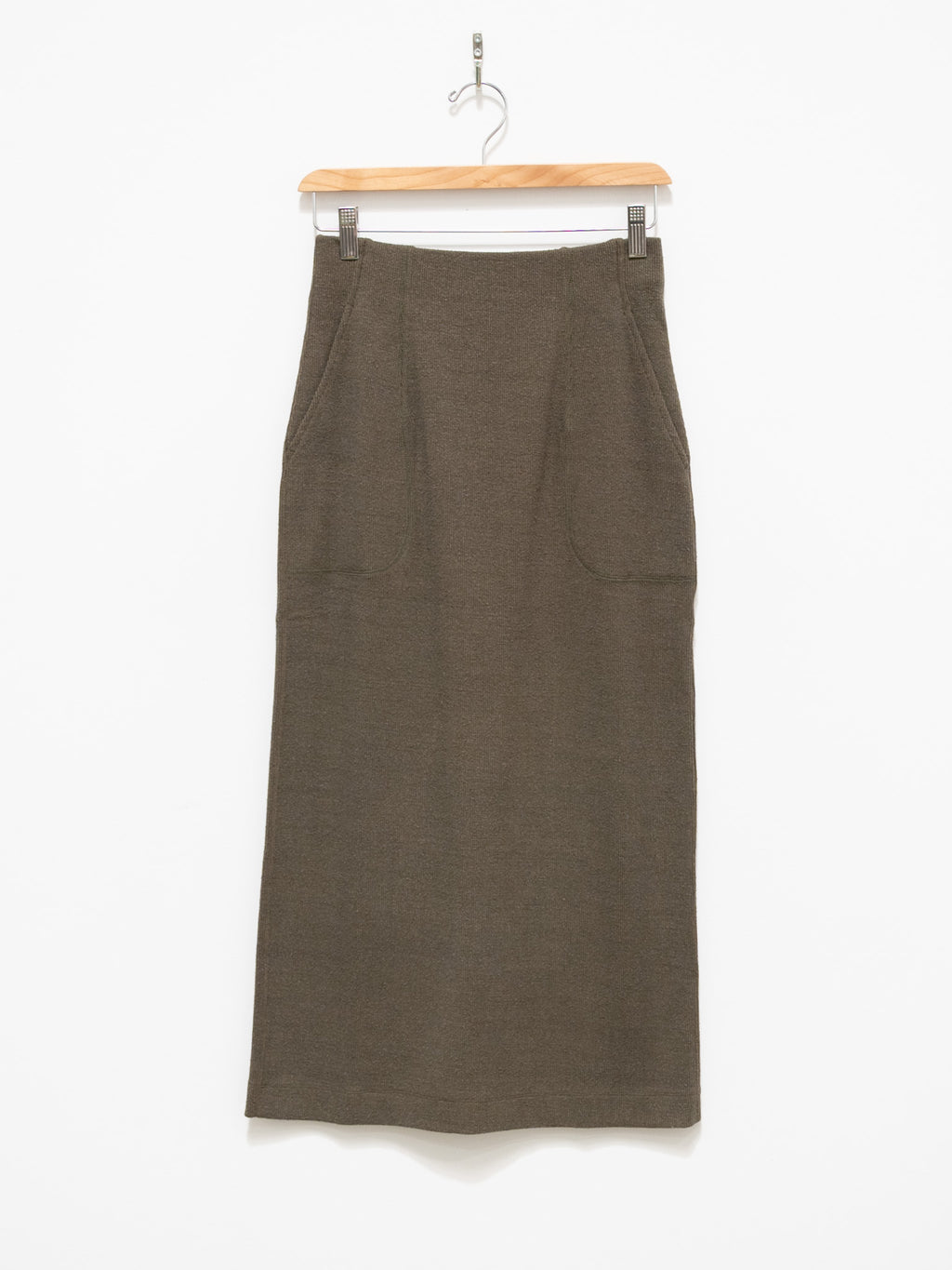 Namu Shop - Unfil Raw Silk Ribbed Jersey Pencil Skirt - Dark Taupe