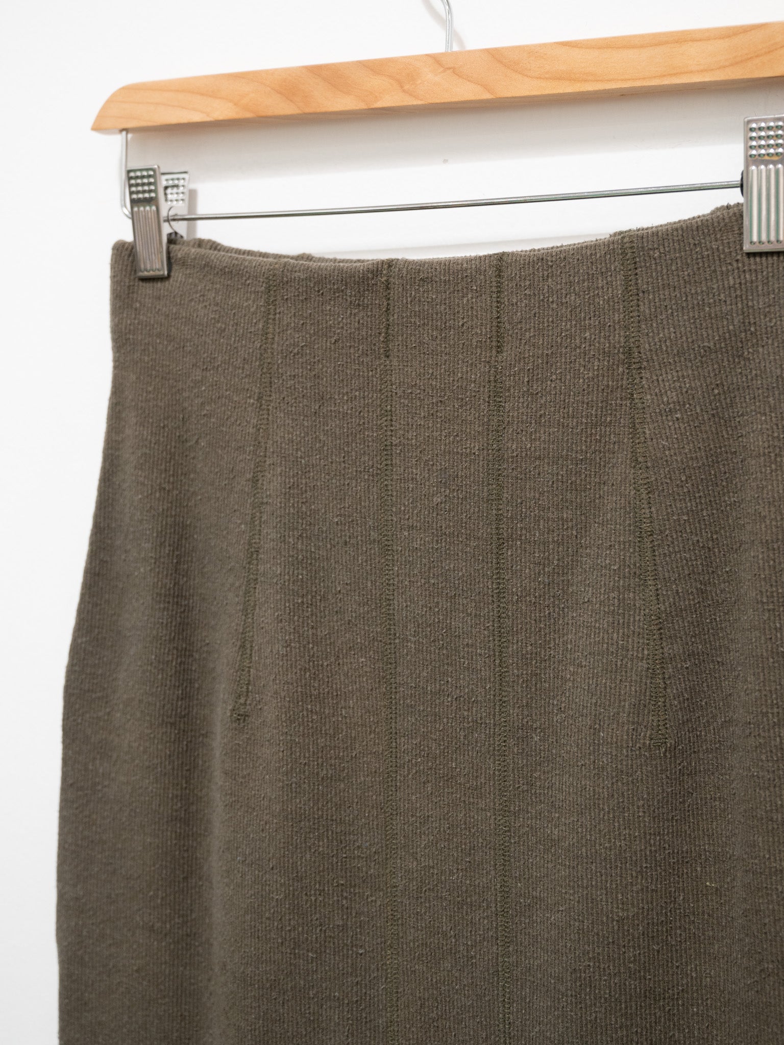 Namu Shop - Unfil Raw Silk Ribbed Jersey Pencil Skirt - Dark Taupe