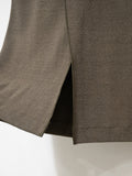 Namu Shop - Unfil Raw Silk Ribbed Jersey Pencil Skirt - Dark Taupe
