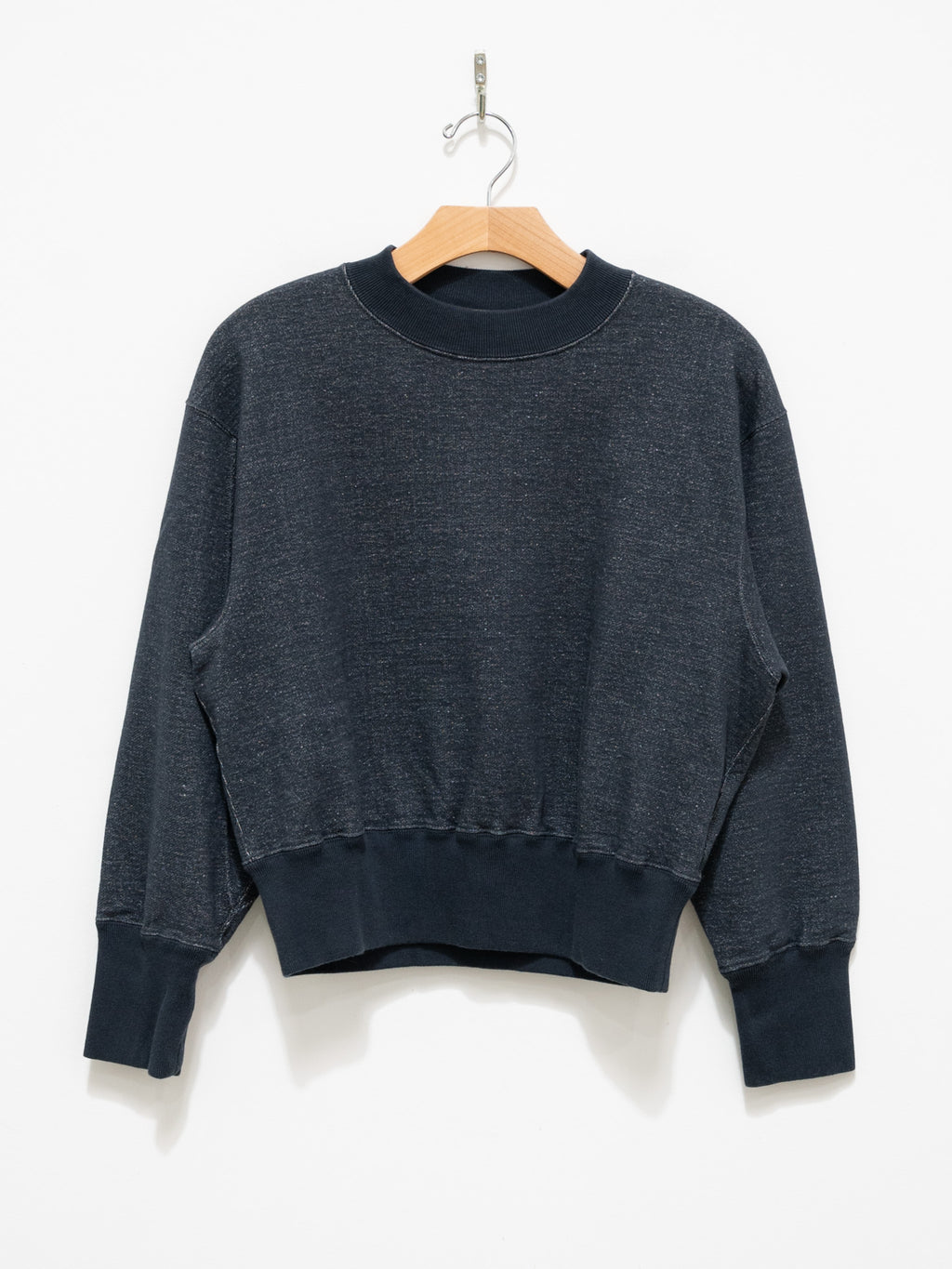 Namu Shop - Unfil Vintage Cotton Fleece Cropped Sweatshirt - Petrol Blue