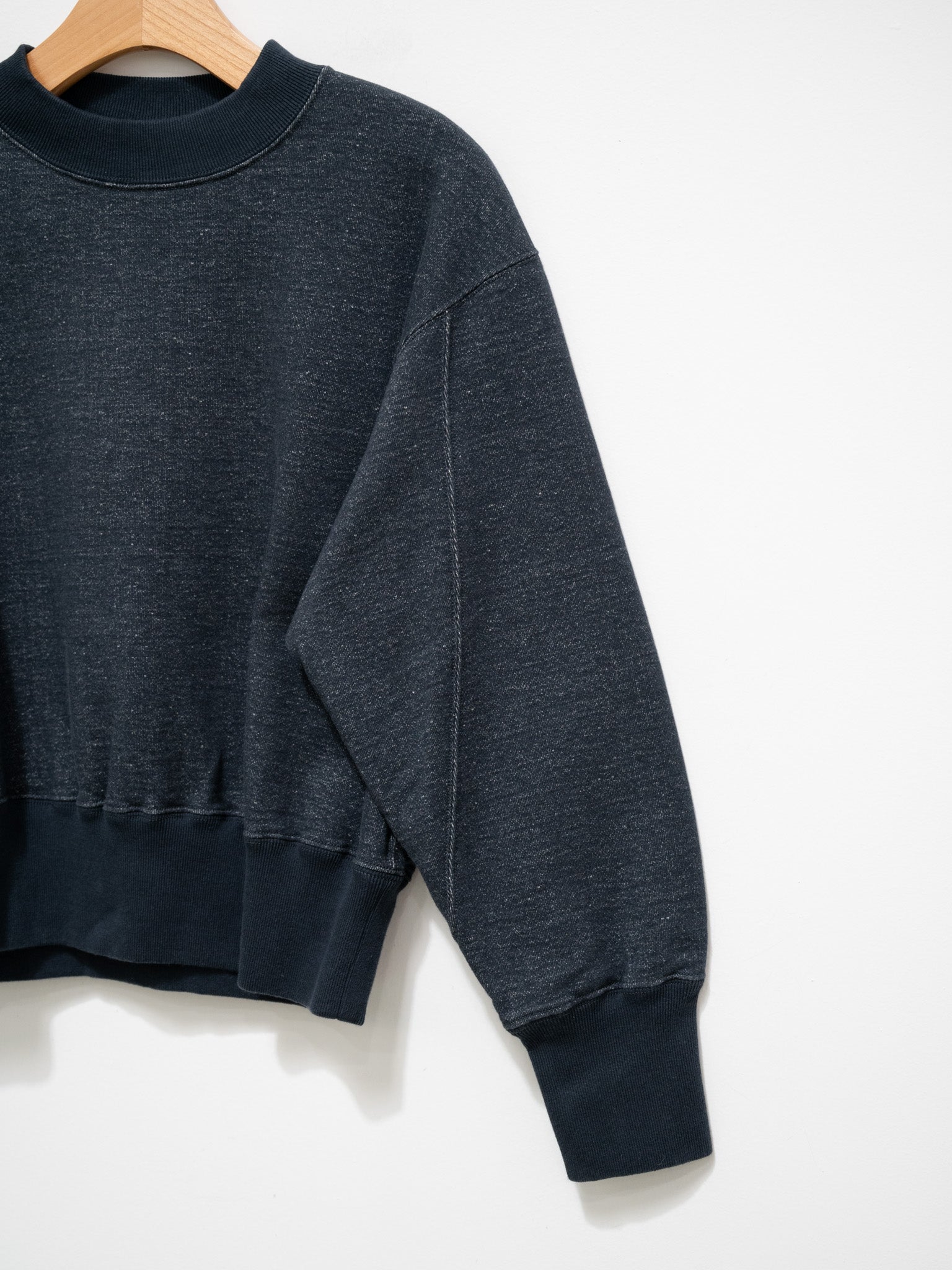 Namu Shop - Unfil Vintage Cotton Fleece Cropped Sweatshirt - Petrol Blue