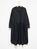 Namu Shop - ICHI Open Collar Gather Dress - Black