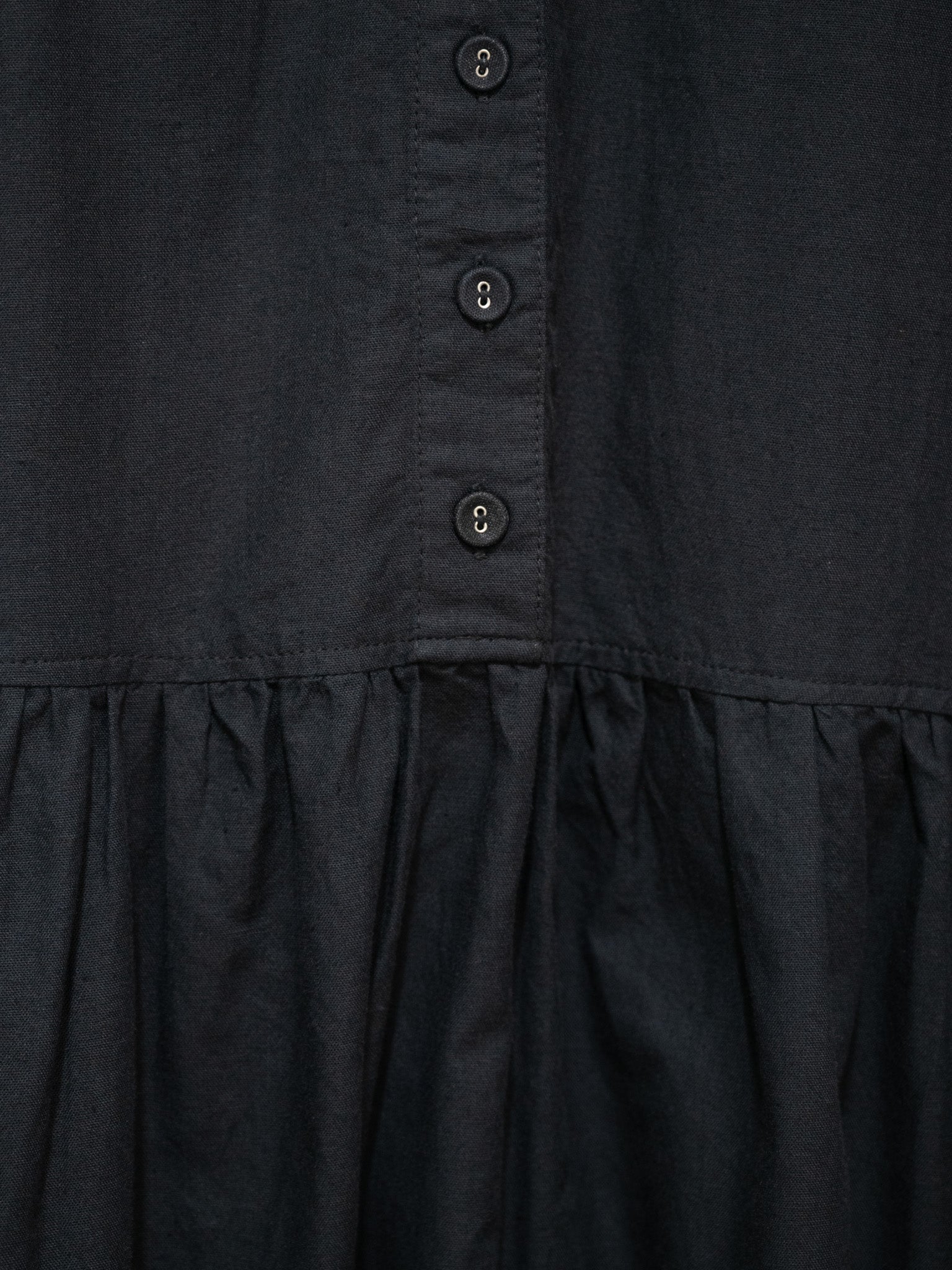 Namu Shop - ICHI Open Collar Gather Dress - Black
