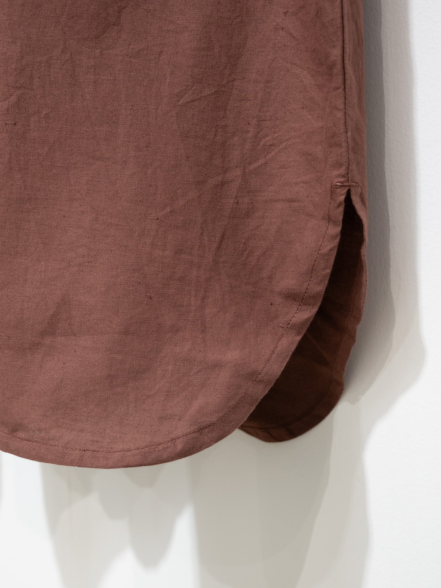 Namu Shop - ICHI Open Collar Gather Dress - Brown