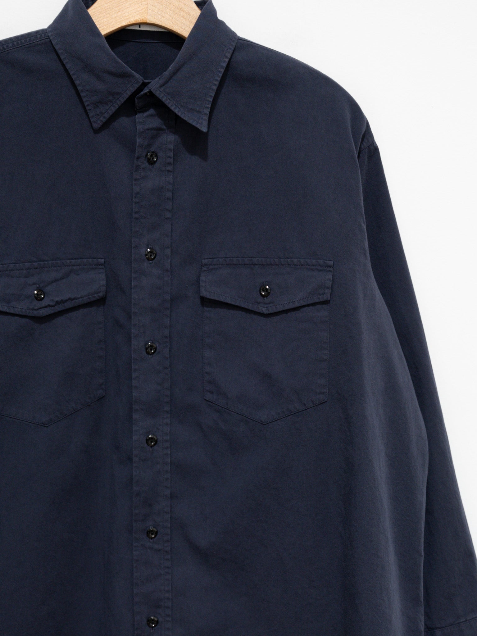 Namu Shop - Y Organic Cotton High Density Satin Shirt - Navy