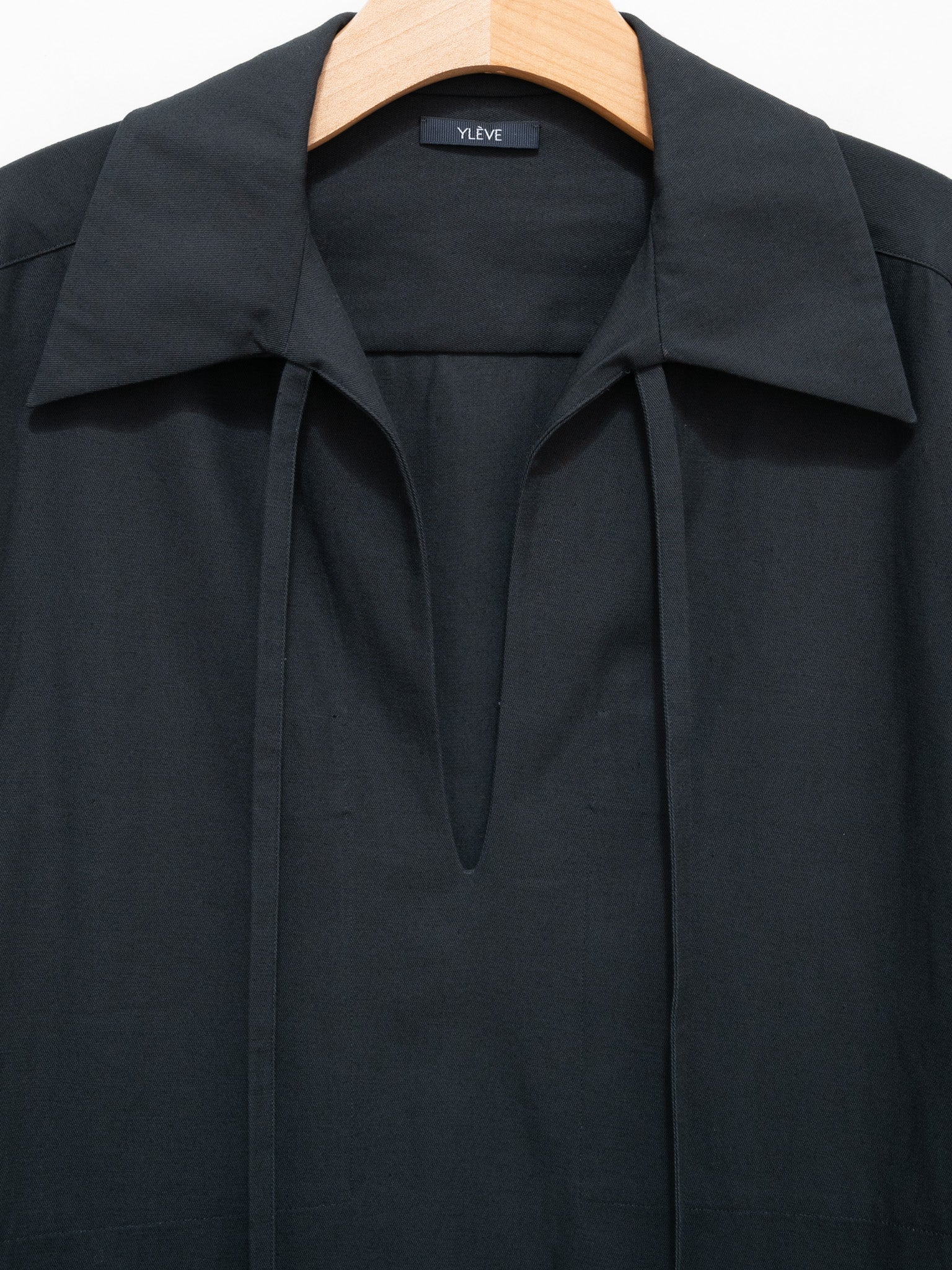 Namu Shop - Yleve Cotton Linen High Twist Gabardine Tunic Dress - Navy
