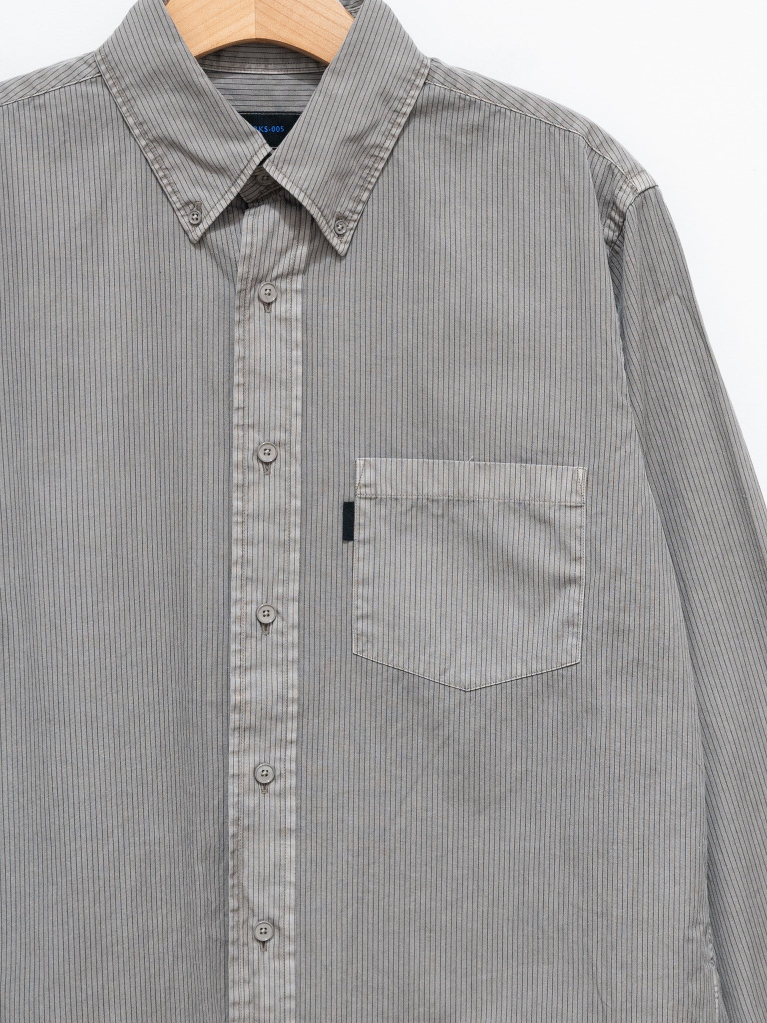 Namu Shop - S H Button Down Shirt - Gray Stripe