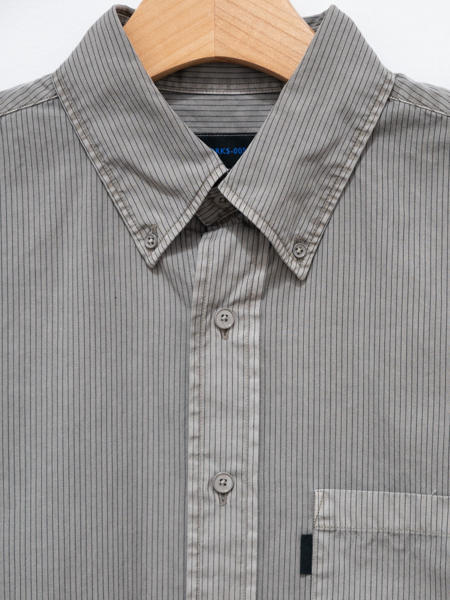 Namu Shop - S H Button Down Shirt - Gray Stripe