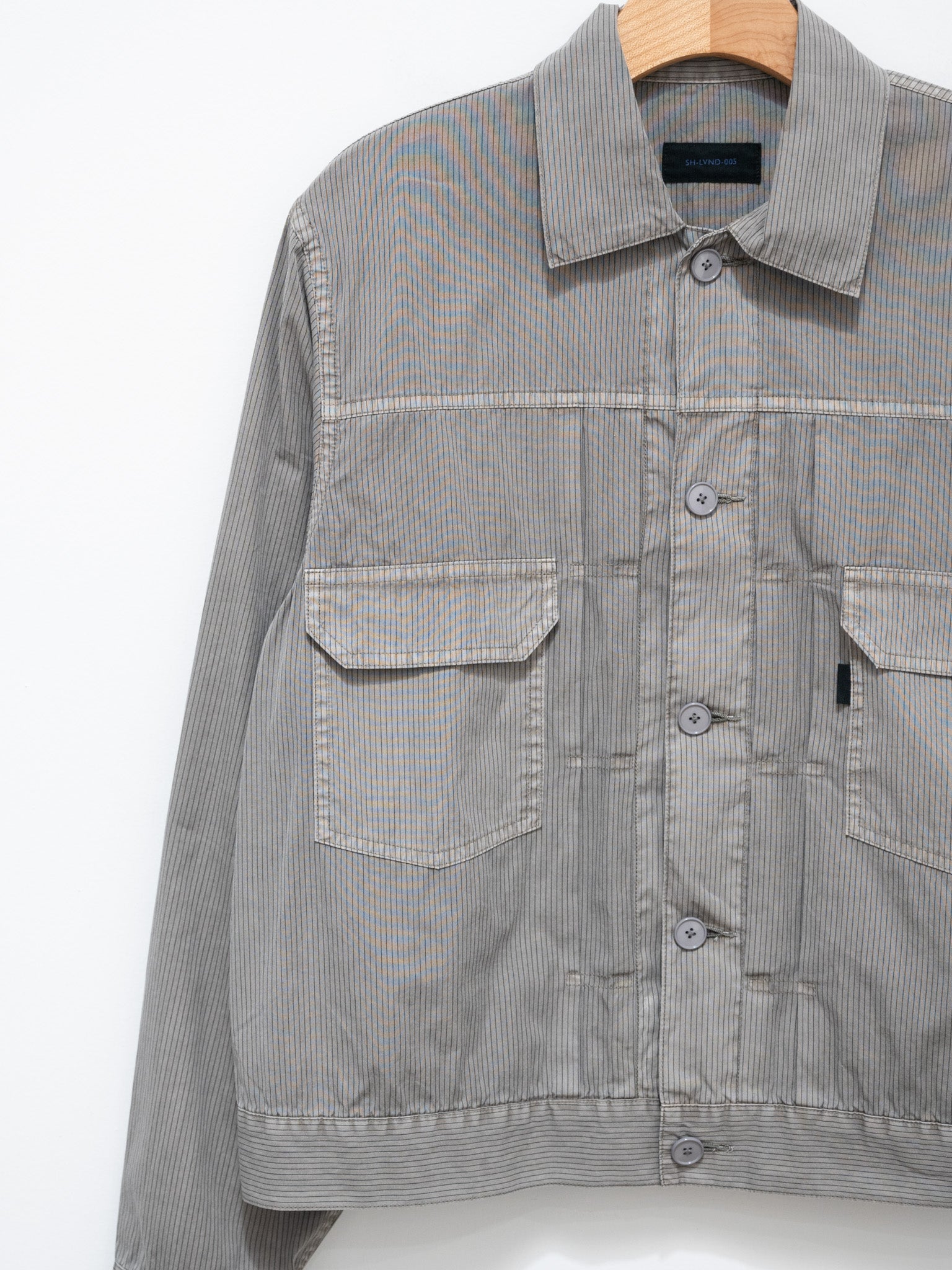 Namu Shop - S H Trucker Shirt - Gray Stripe