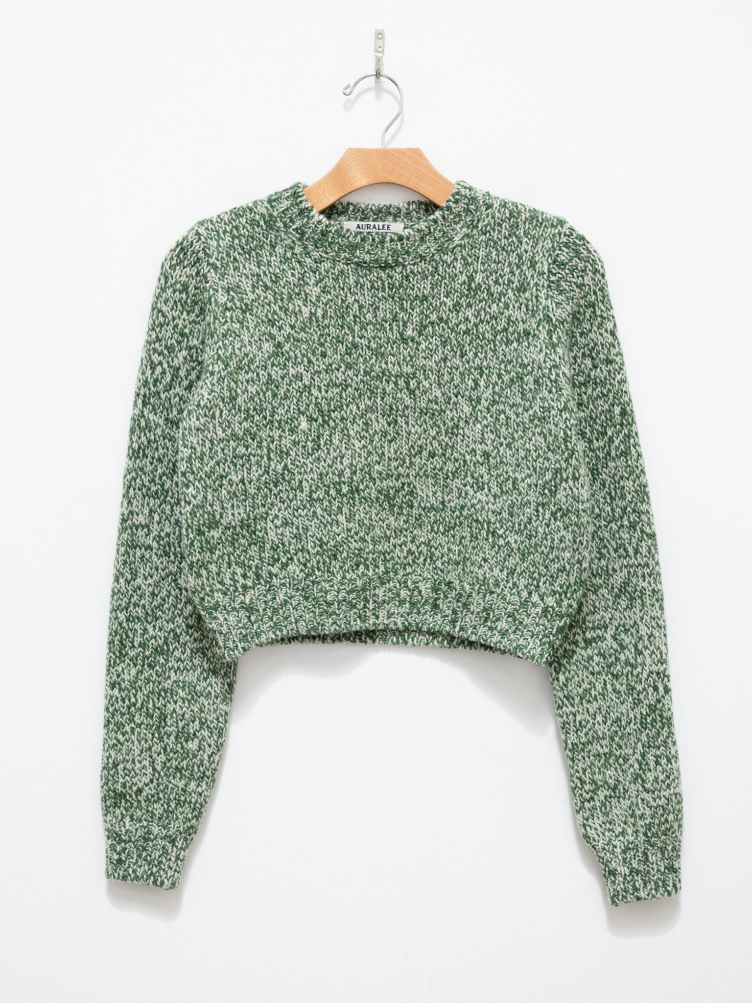 Namu Shop - Auralee Silk Wool Camel Mix Knit Short P/O - Mix Green