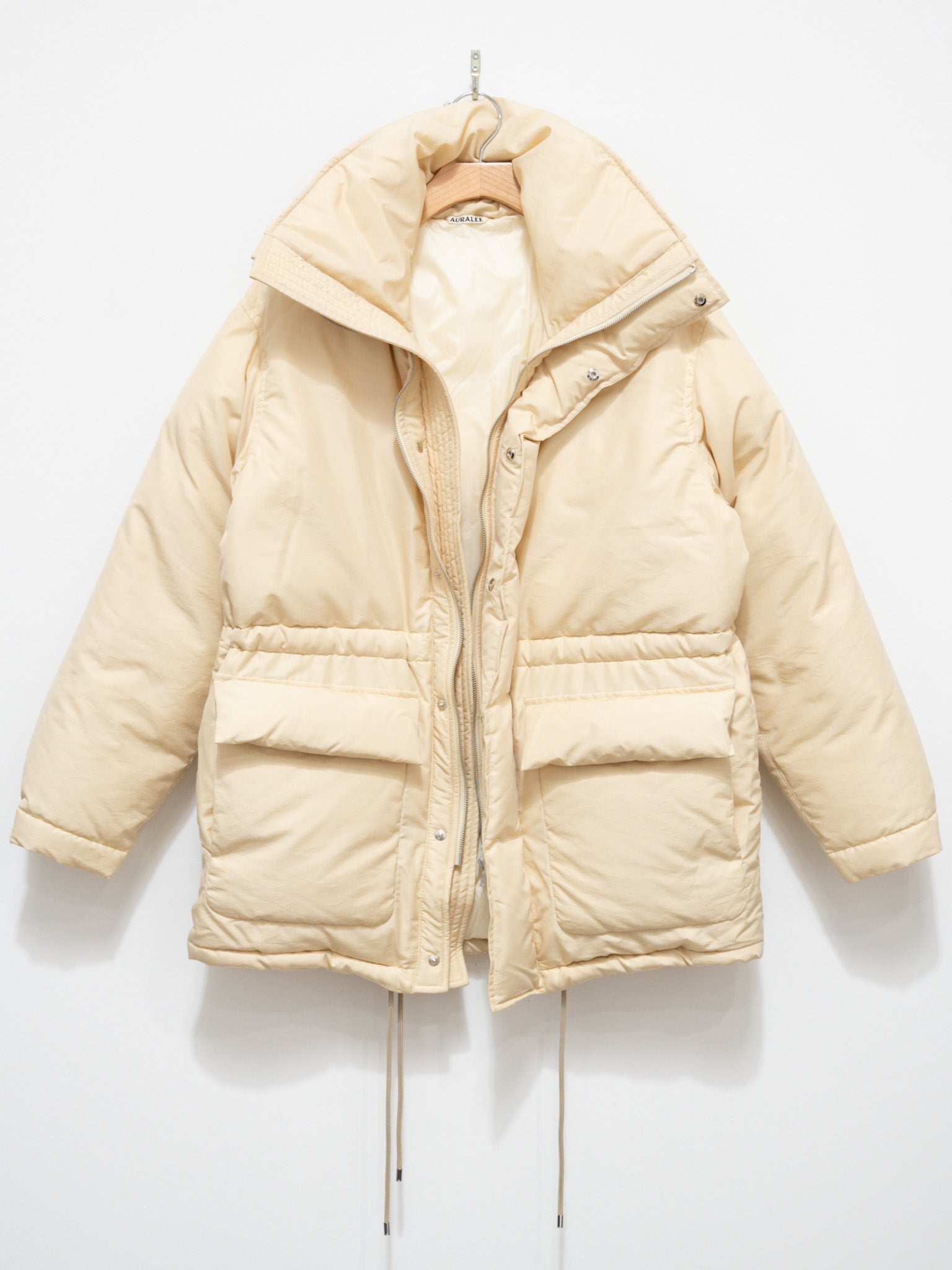 Namu Shop - Auralee Fine Polyester Chambray Down Coat - Light Ivory Chambray
