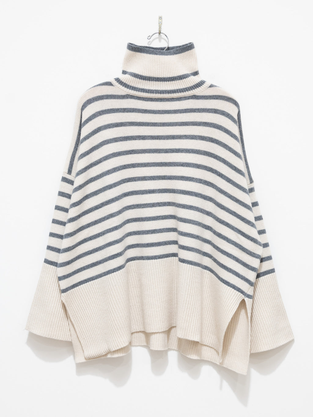 Namu Shop - ICHI Border Turtleneck Knit - White x Gray
