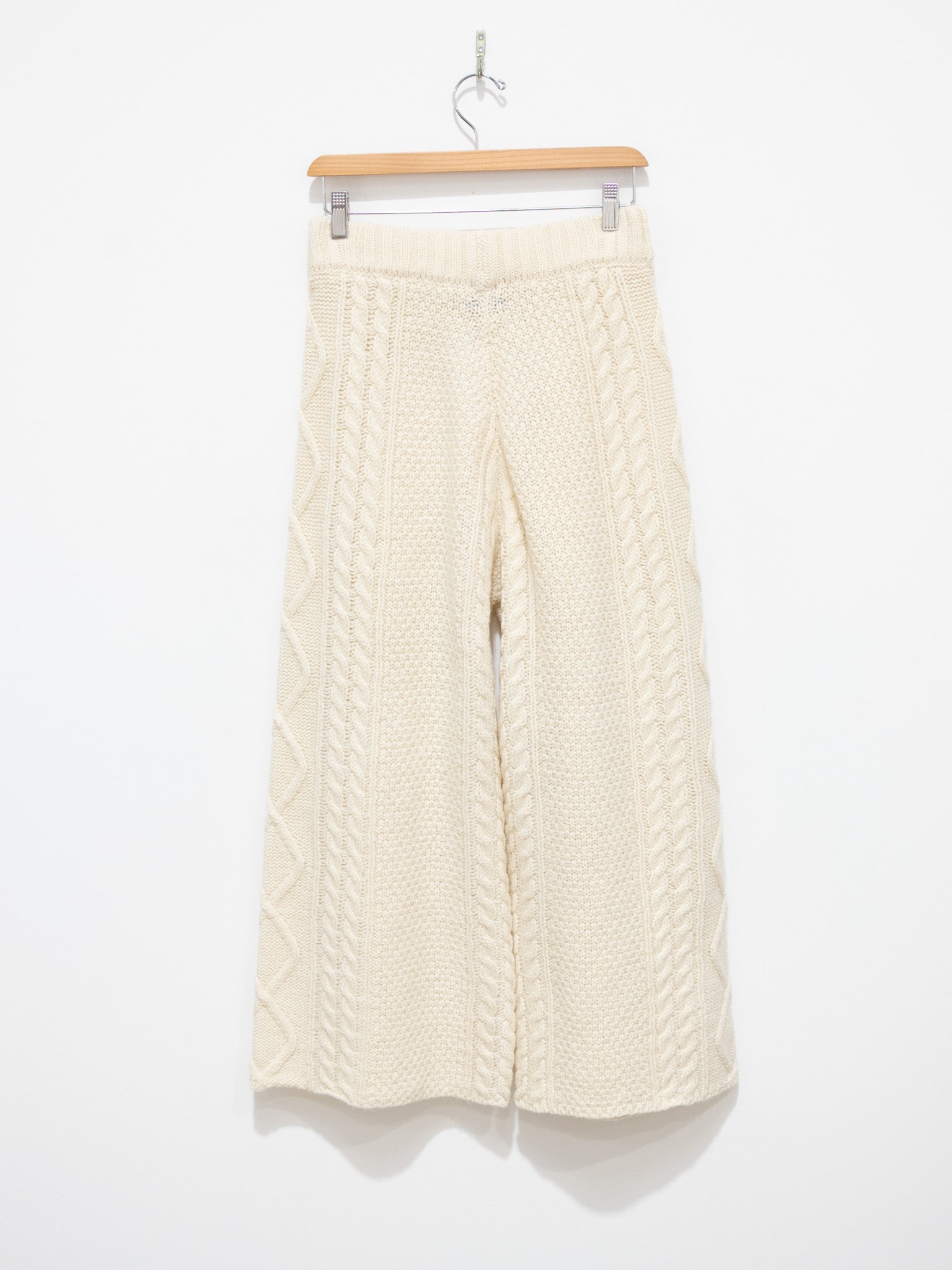 Namu Shop - ICHI Wool Cable Knit Pants - White