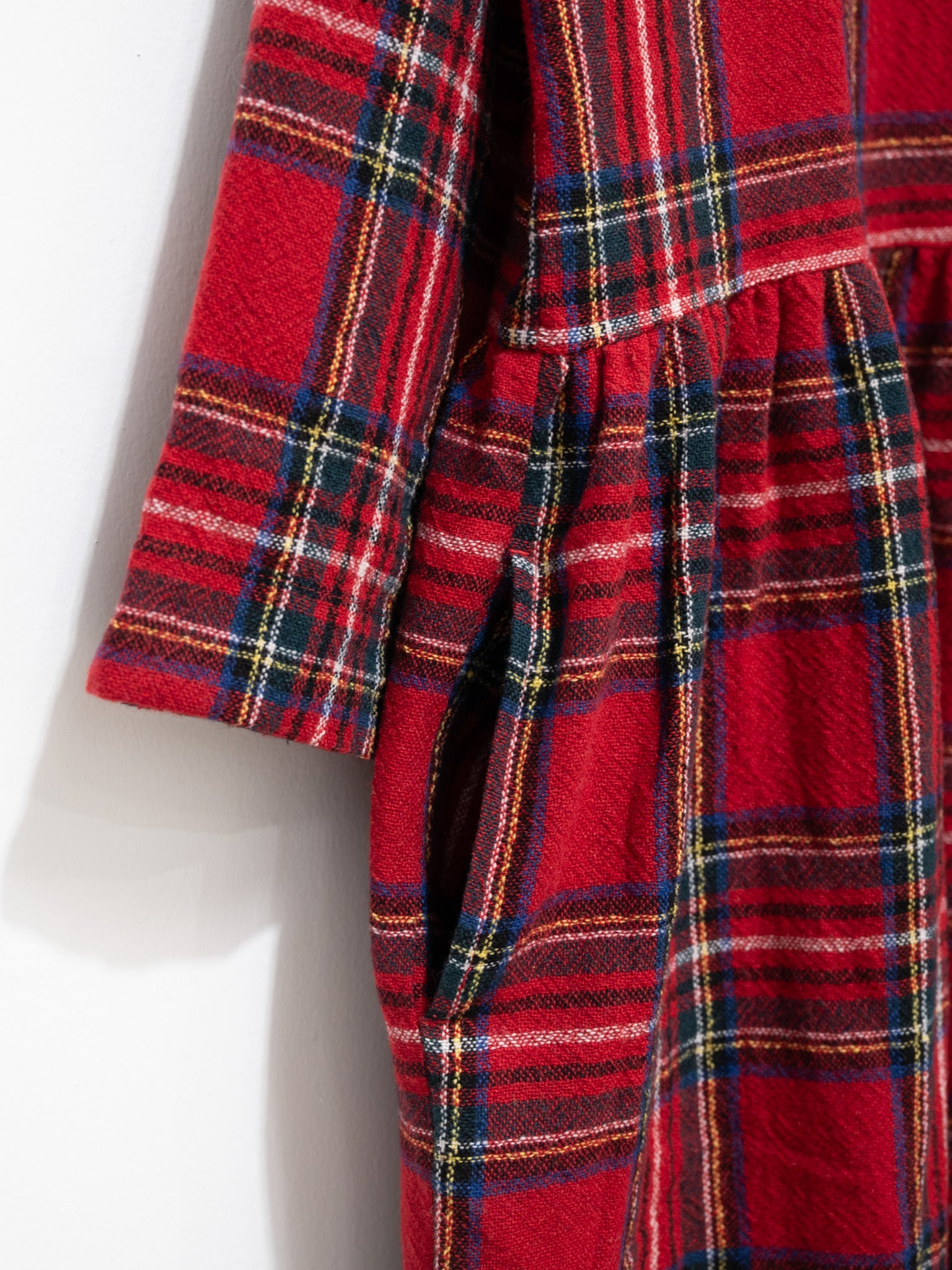 Namu Shop - ICHI Brushed Wool Gather Check Dress - Red