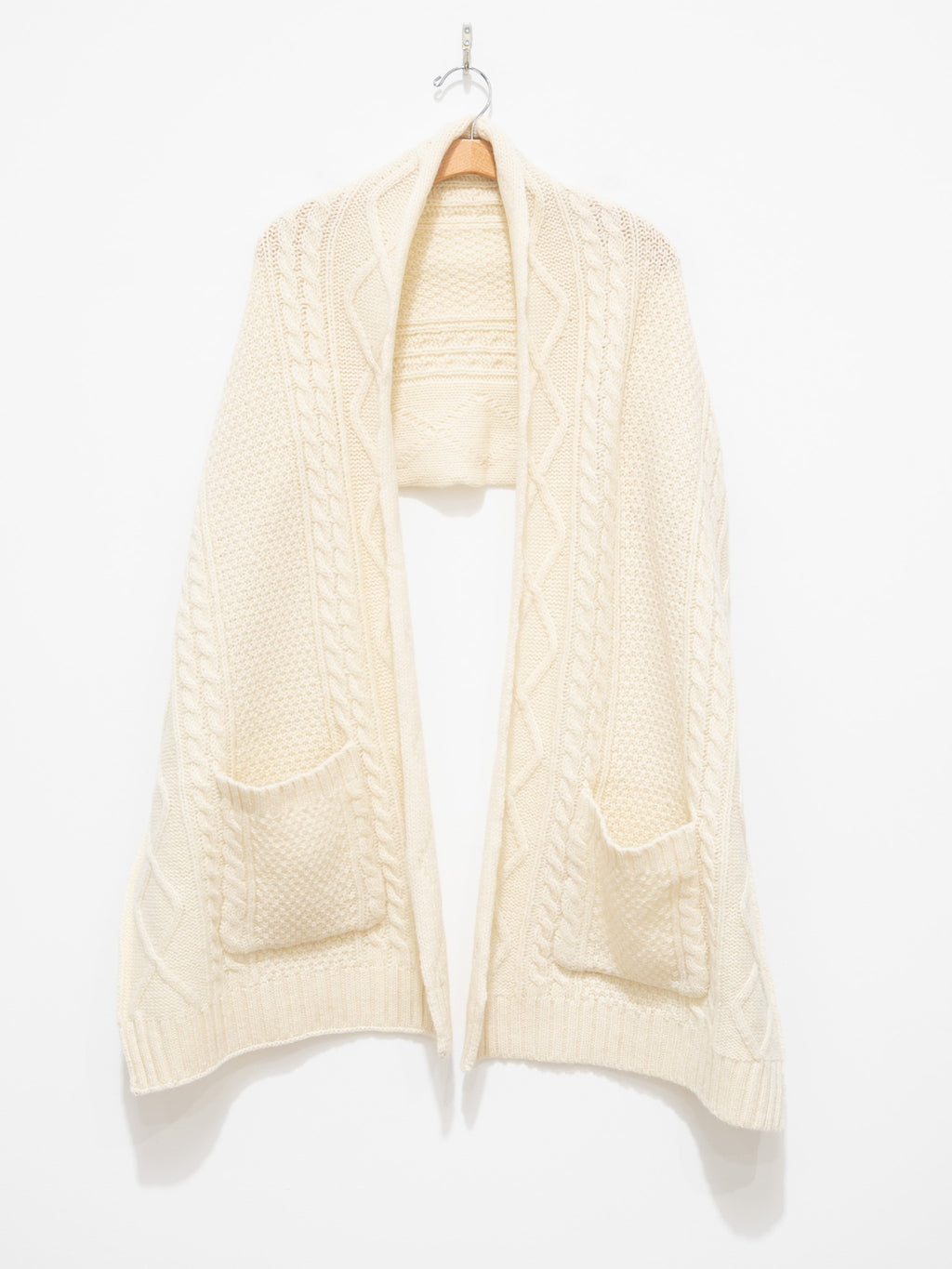 Namu Shop - ICHI Wool Cable Stole - White