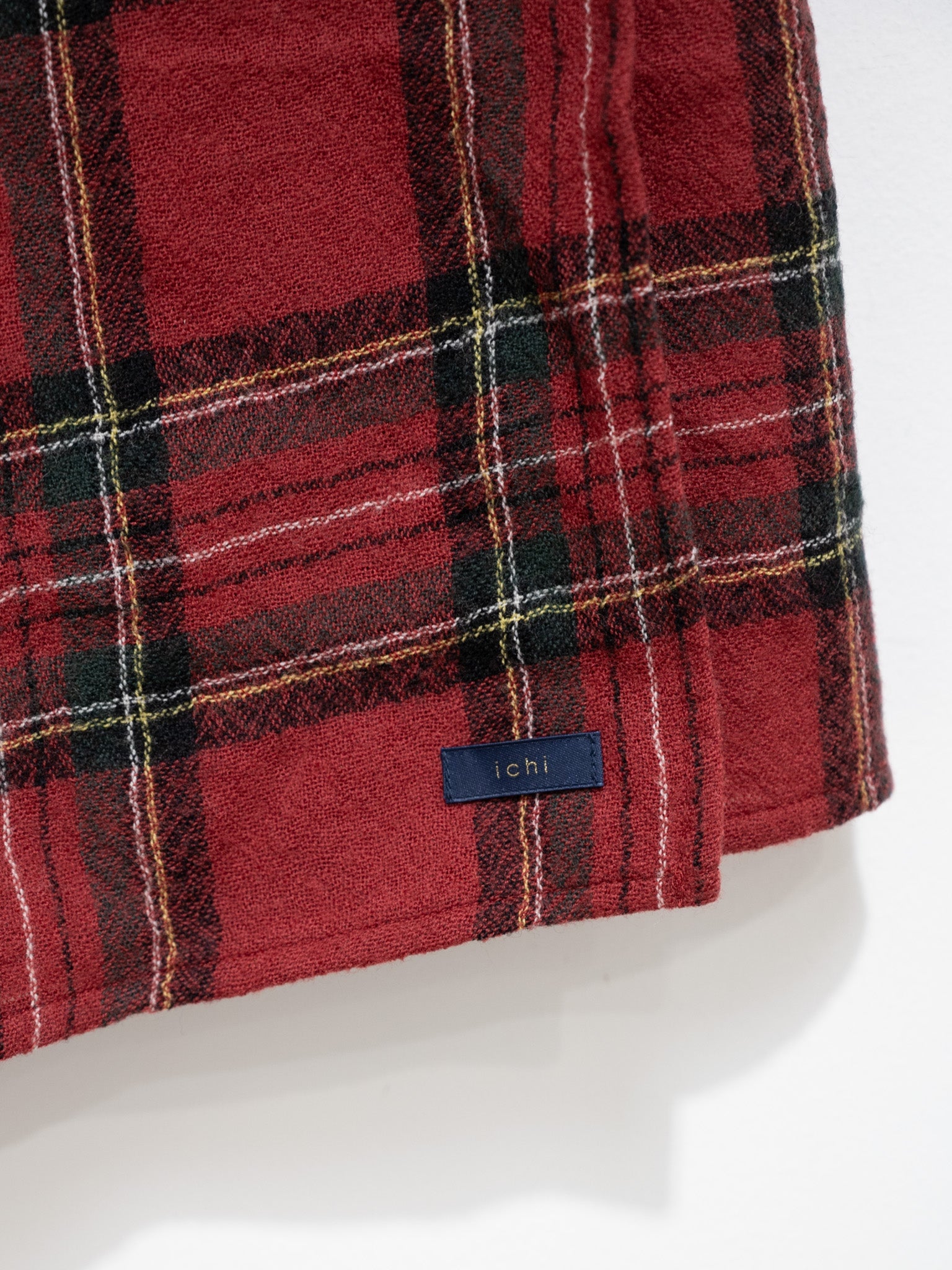 Namu Shop - ICHI Wool Tartan Scarf - Red