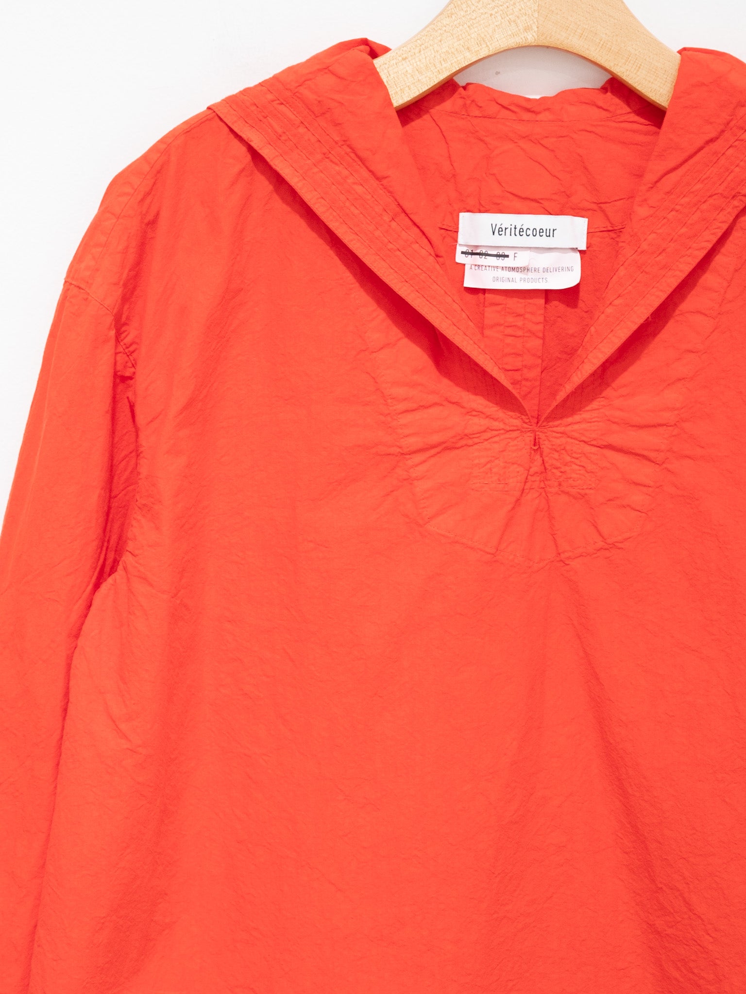 Namu Shop - Veritecoeur Shrink Sailor Collar Shirt - Red Orange