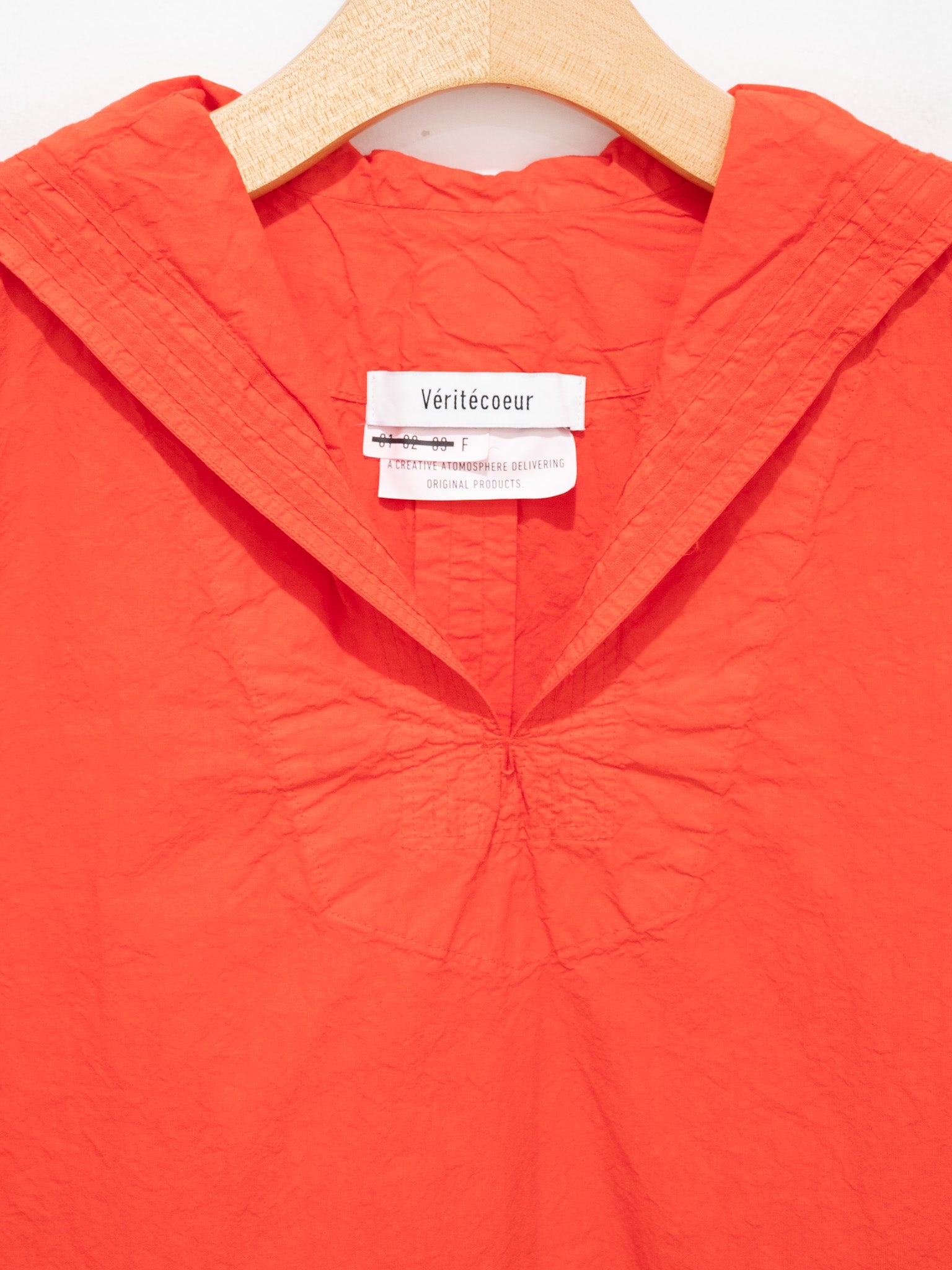 Namu Shop - Veritecoeur Shrink Sailor Collar Shirt - Red Orange