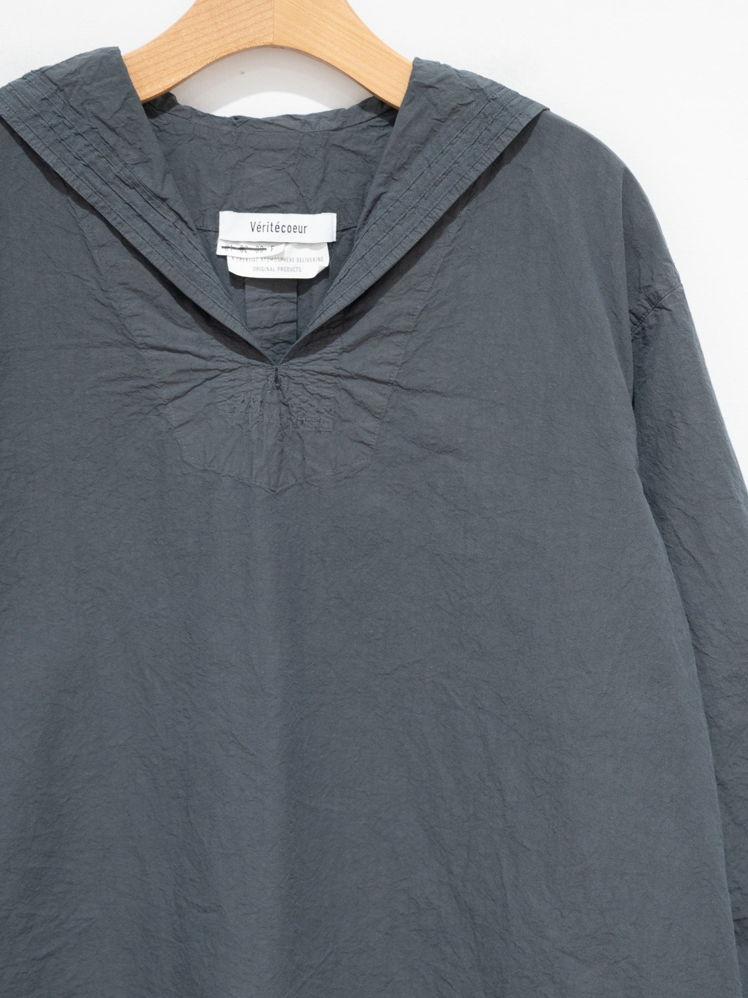 Namu Shop - Veritecoeur Shrink Sailor Collar Shirt - Sumikuro