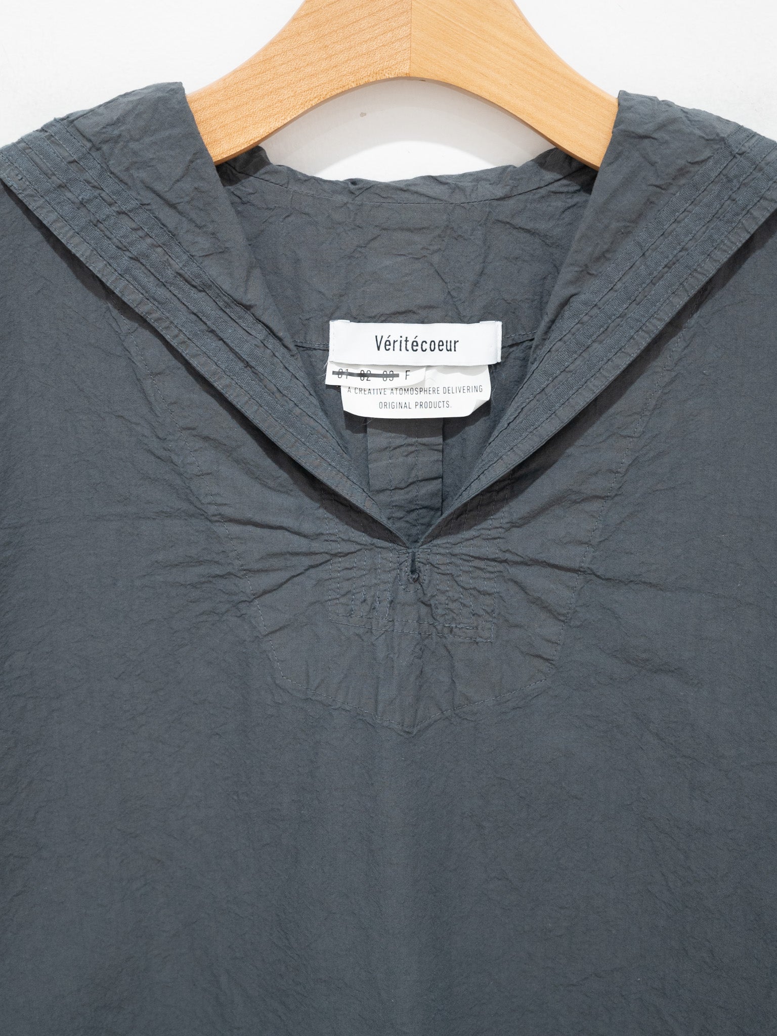 Namu Shop - Veritecoeur Shrink Sailor Collar Shirt - Sumikuro