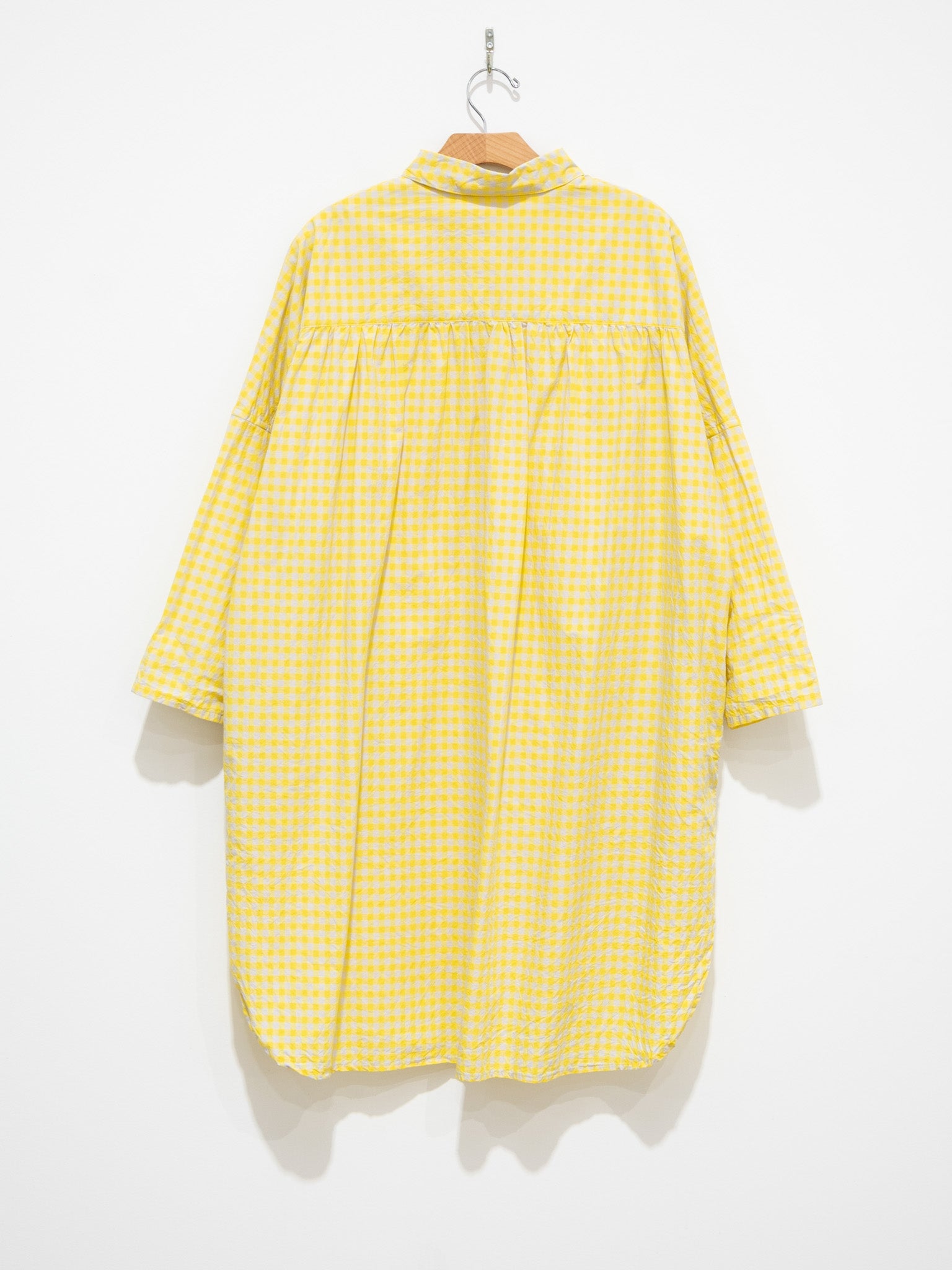 Namu Shop - Veritecoeur Back Gathered Dress - Yellow x Gray