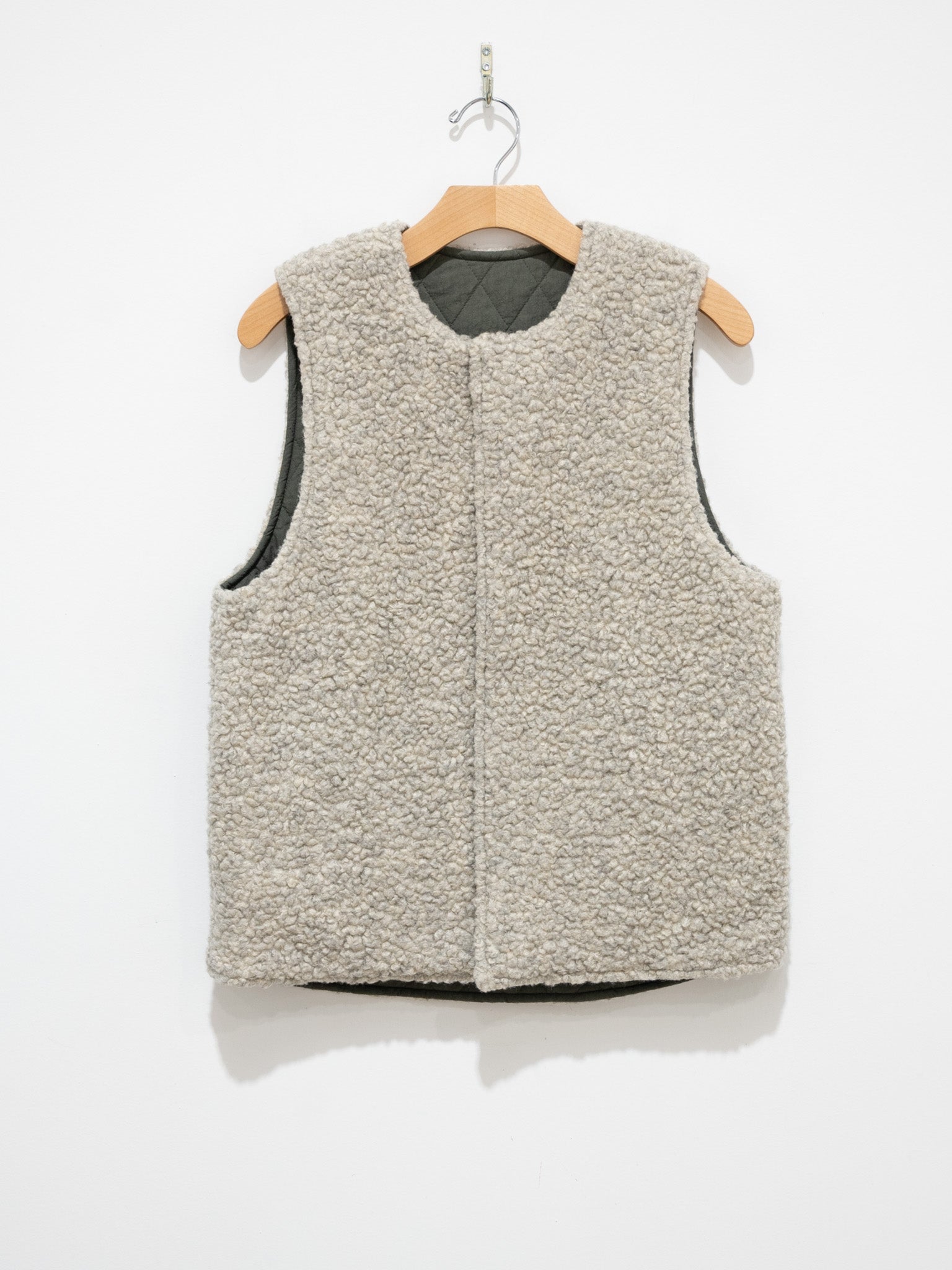 Namu Shop - Veritecoeur Reversible Boa Vest - Gray/Olive