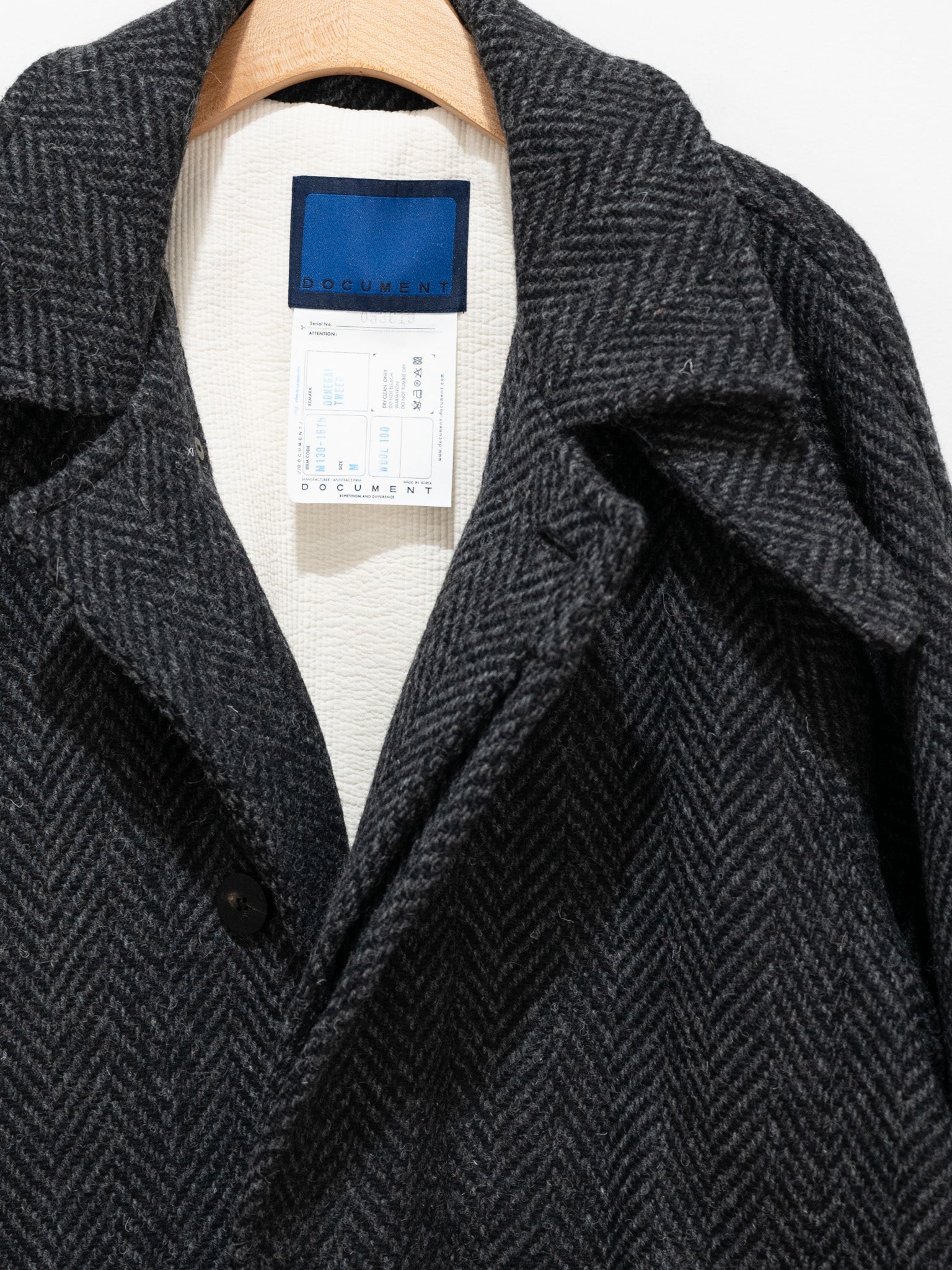 Namu Shop - Document Donegal Tweed Oversized Balmacaan Coat - Gray