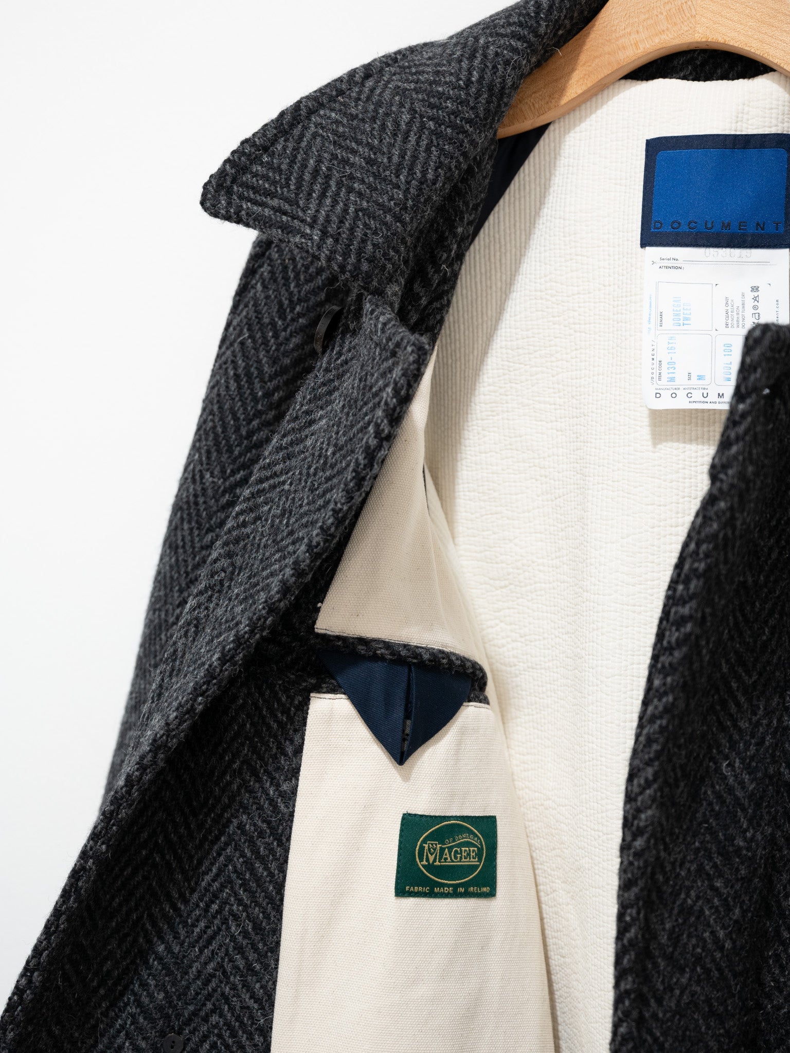 Namu Shop - Document Donegal Tweed Oversized Balmacaan Coat - Gray