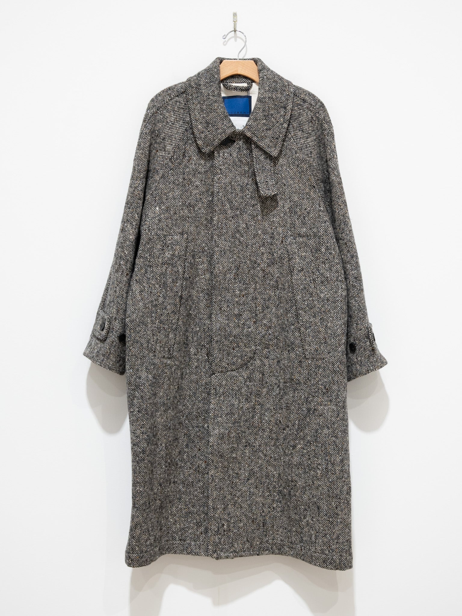 Namu Shop - Document Donegal Tweed Inverted Pleats Balmacaan Coat - Beige