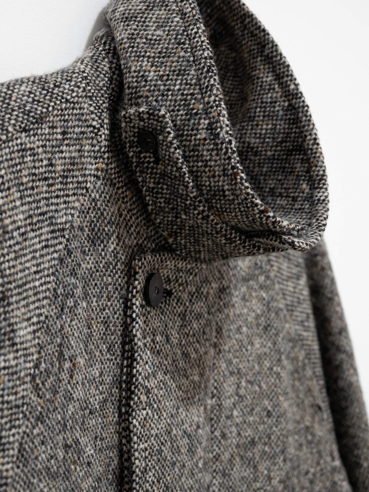 Namu Shop - Document Donegal Tweed Inverted Pleats Balmacaan Coat - Beige