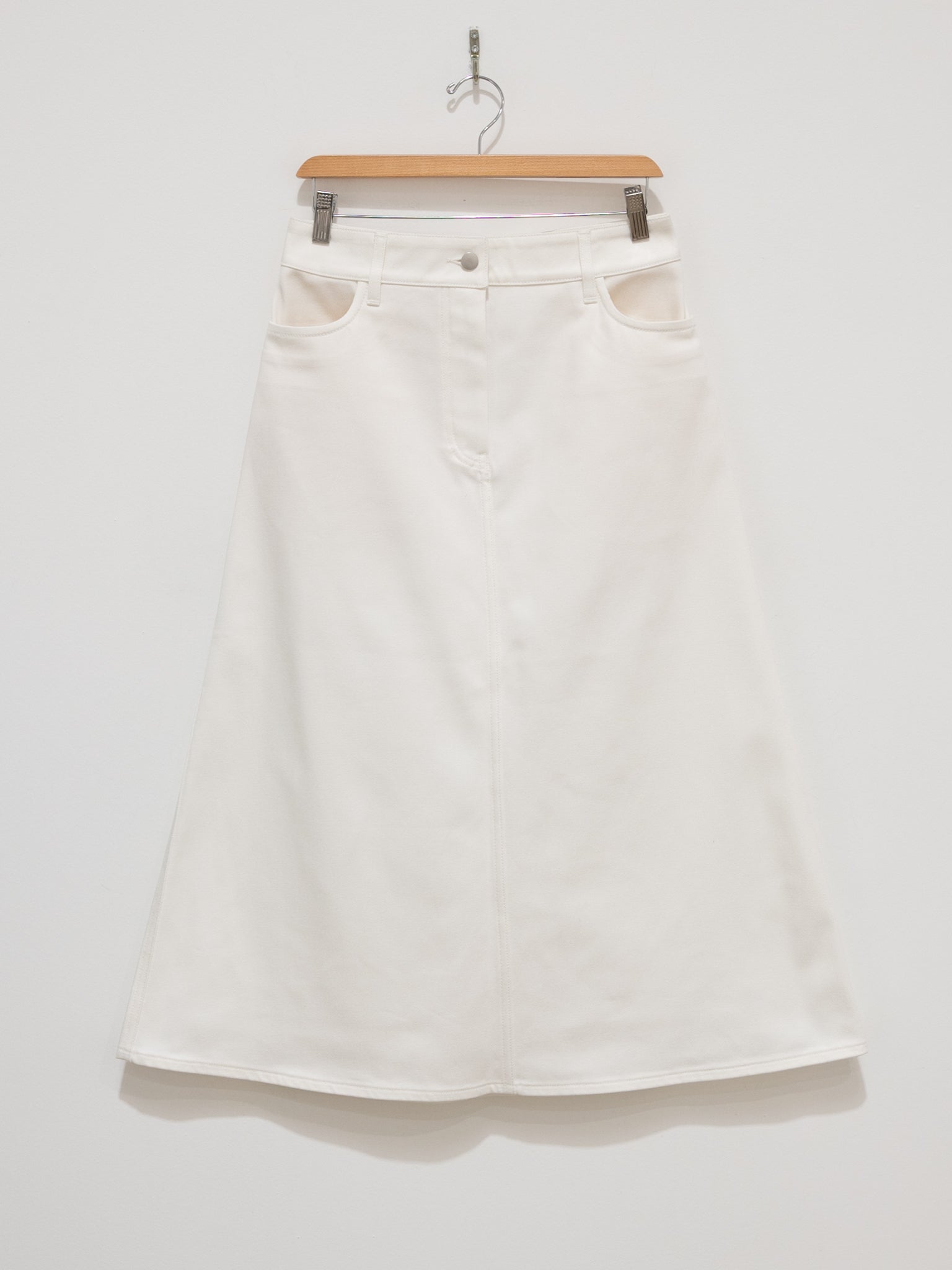 Namu Shop - Studio Nicholson Baringo A-Line Denim Skirt - White