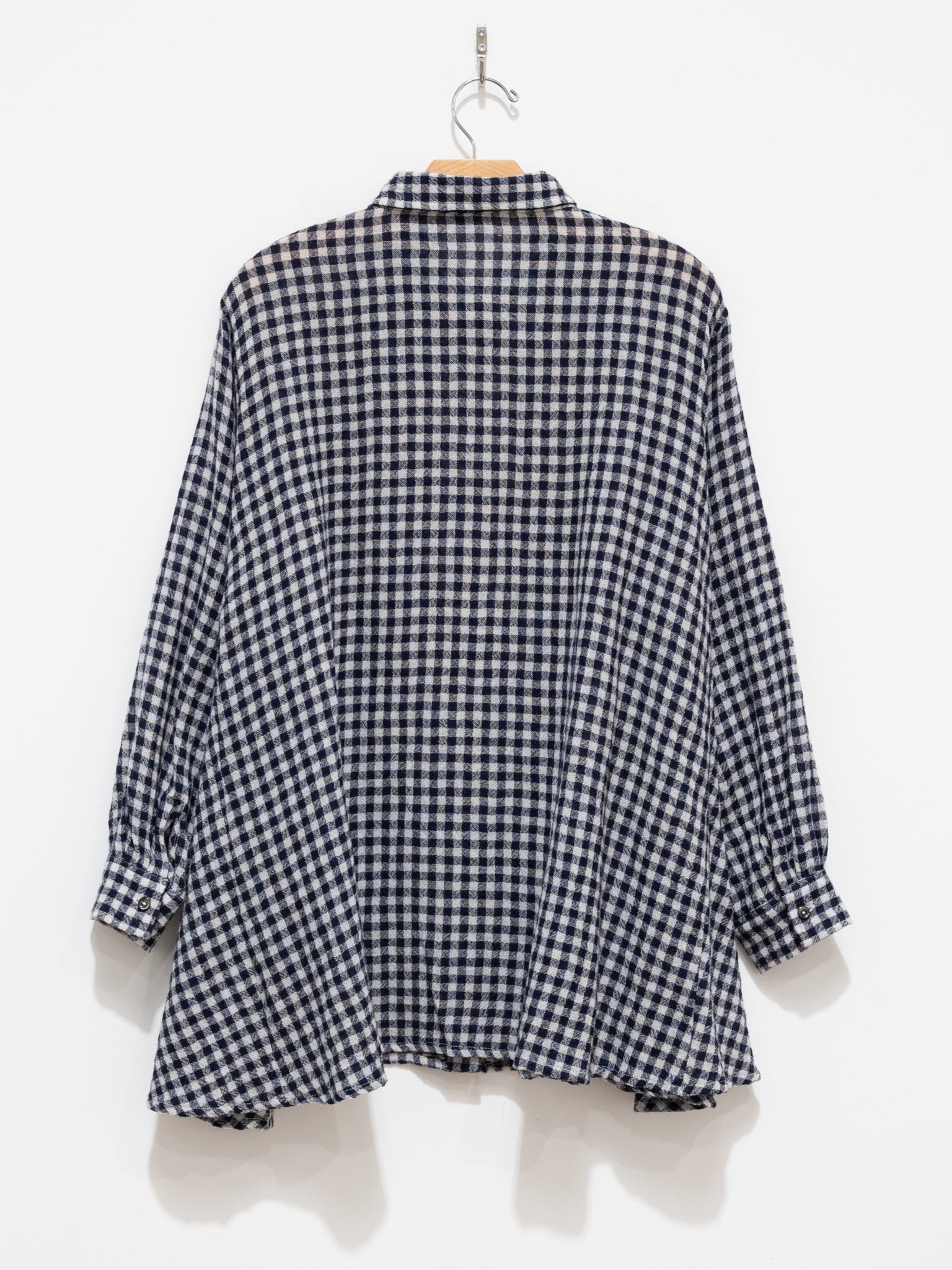 Namu Shop - ICHI Wool Gauze Gingham Shirt - White x Navy