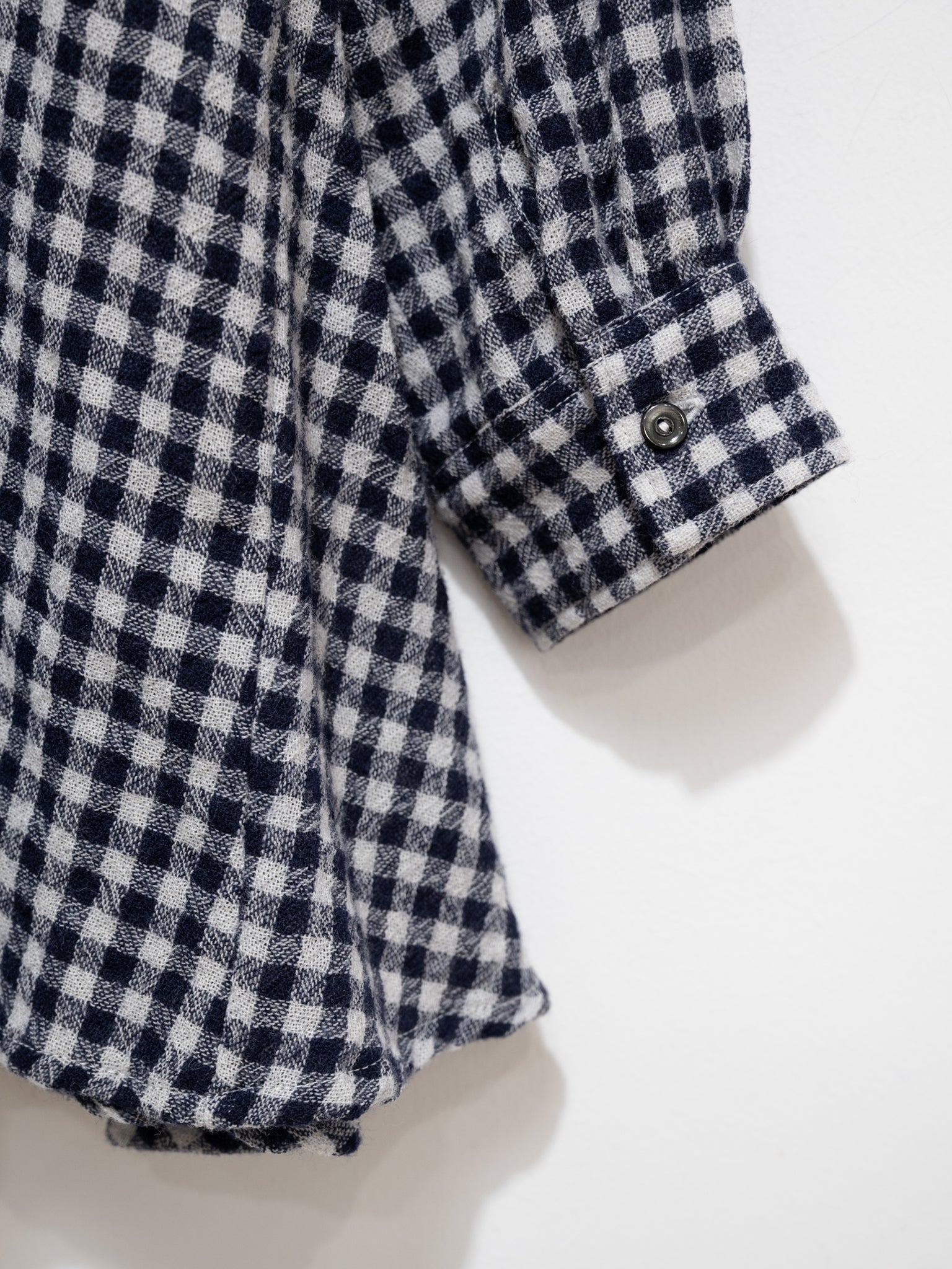 Namu Shop - ICHI Wool Gauze Gingham Shirt - White x Navy