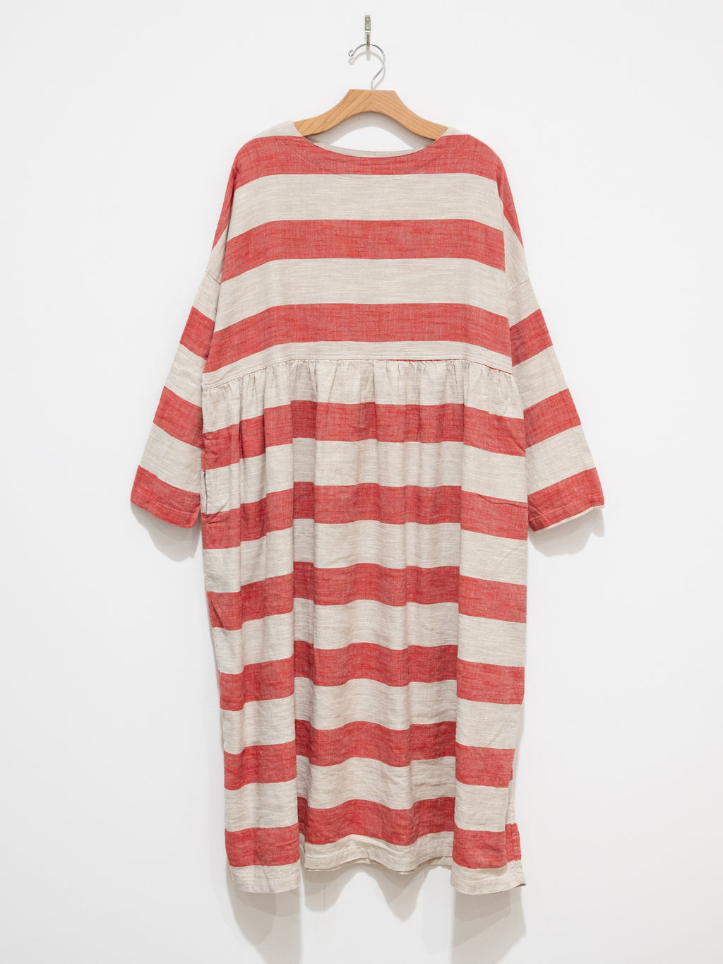 Namu Shop - Ichi Antiquites Linen Cotton Slub Stripes Dress - Red
